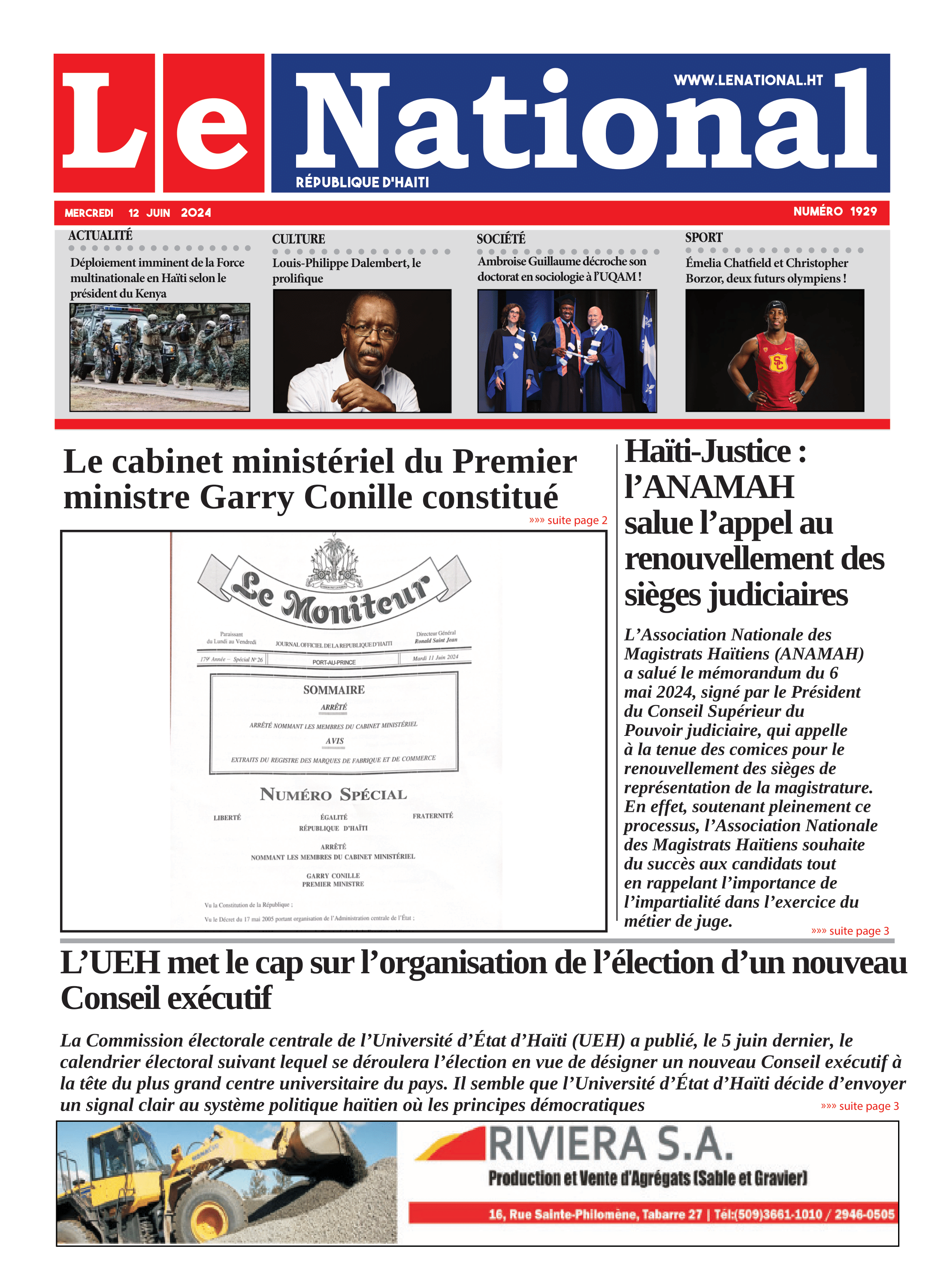 Page 1 de l'édition 1929