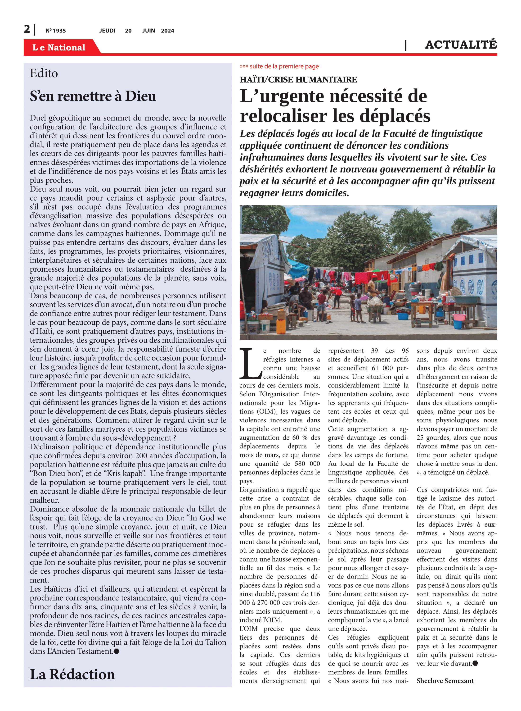 Page 2 de l'édition 1935