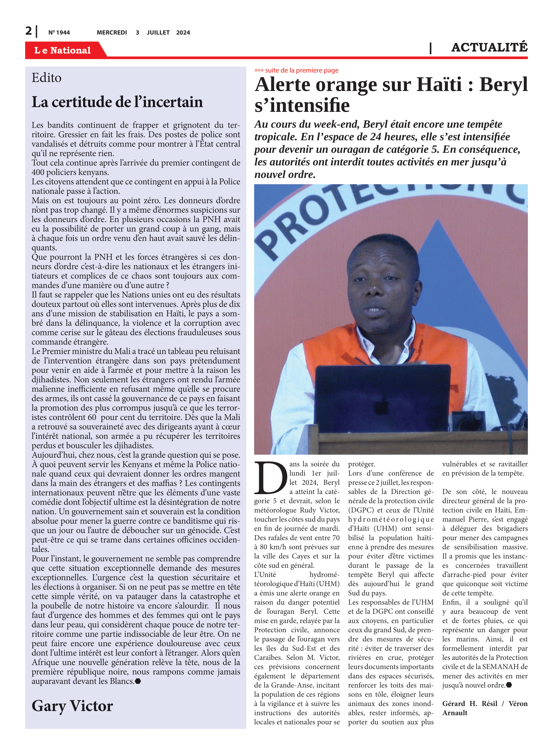 Page 2 de l'édition 1944