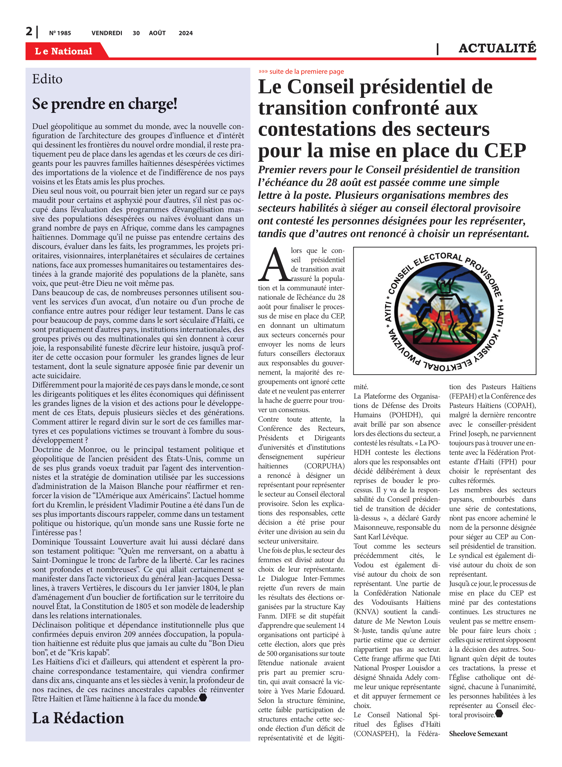 Page 2 de l'édition 1985
