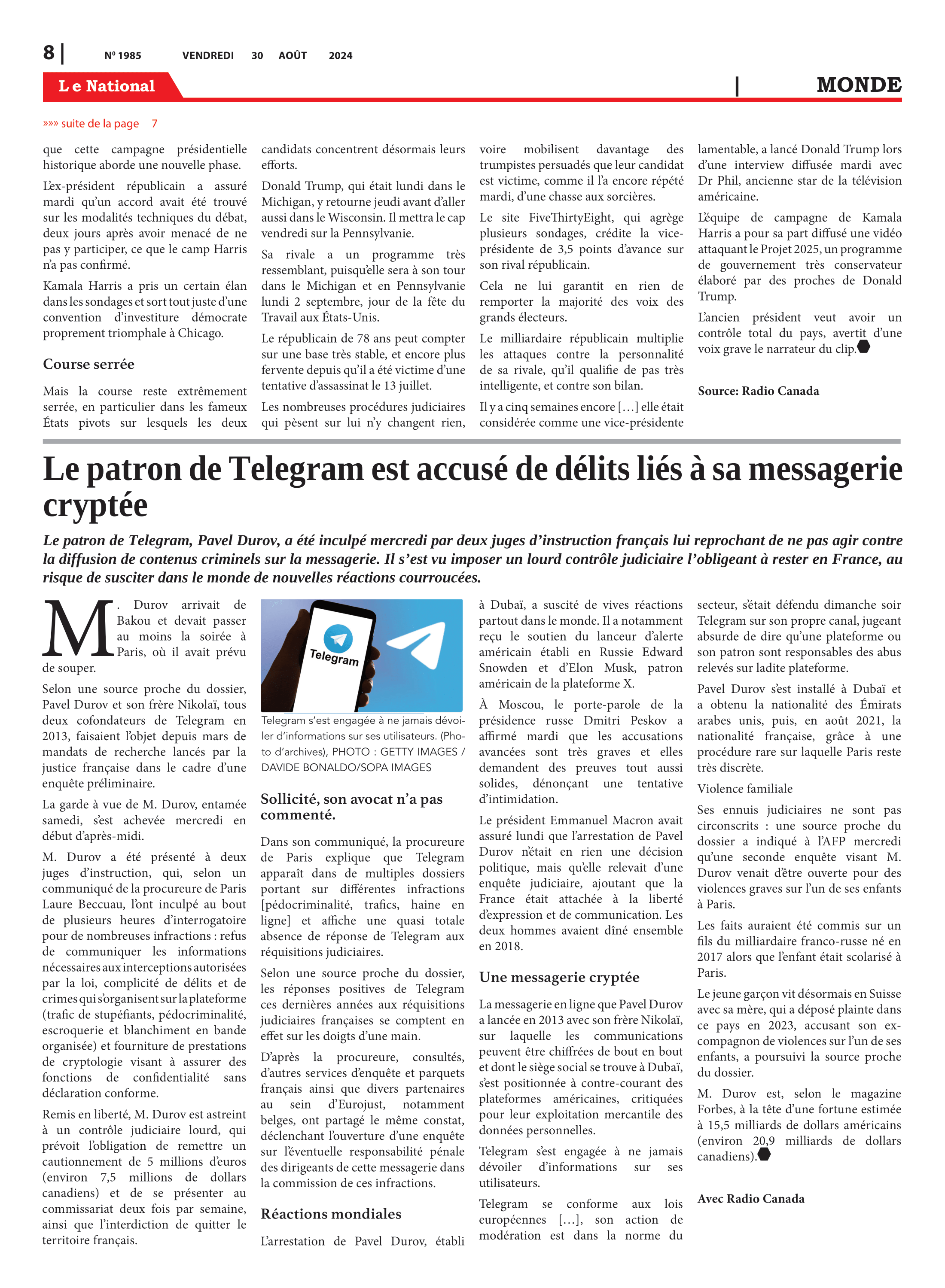 Page 8 de l'édition 1985