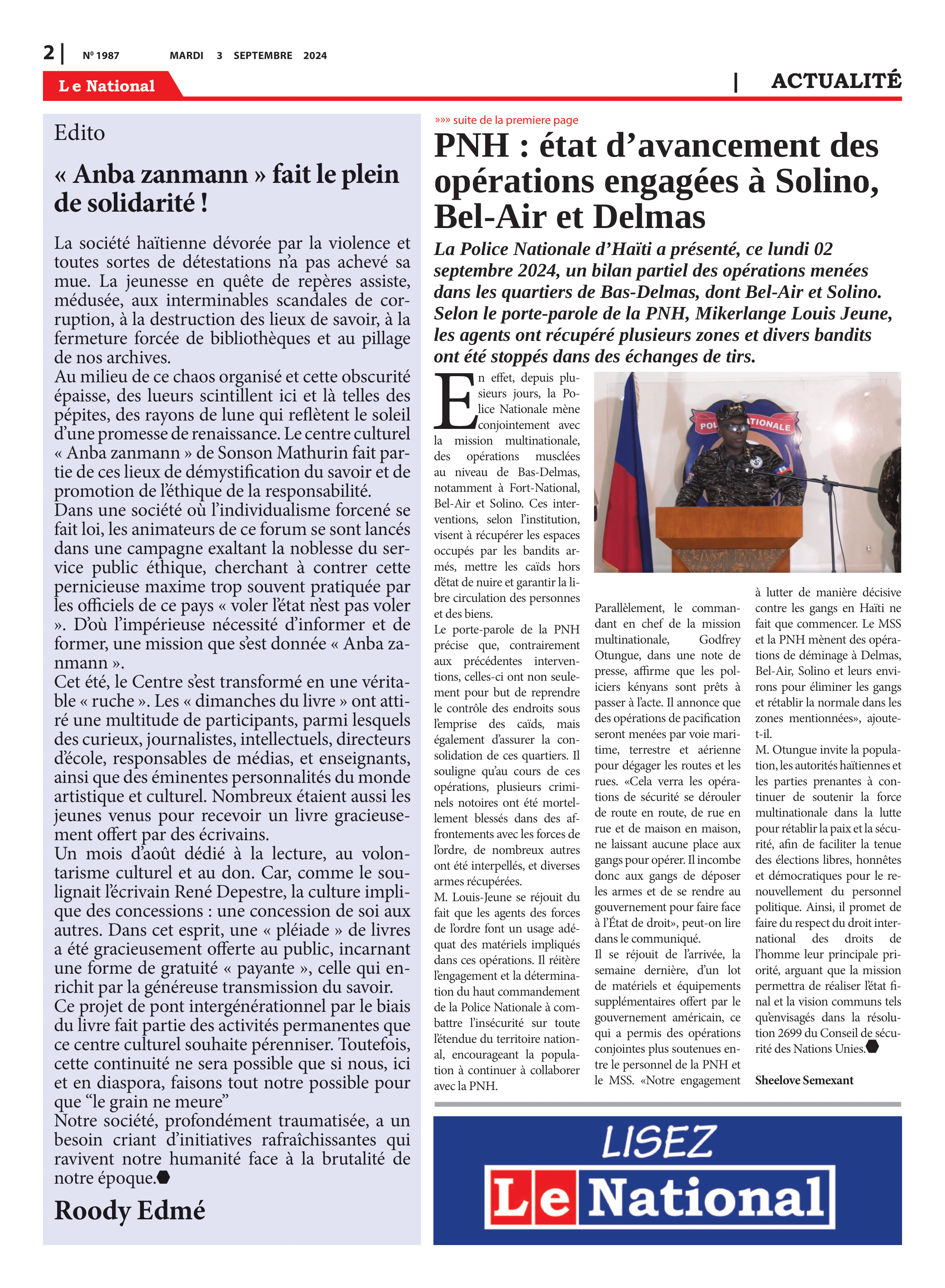 Page 2 de l'édition 1987