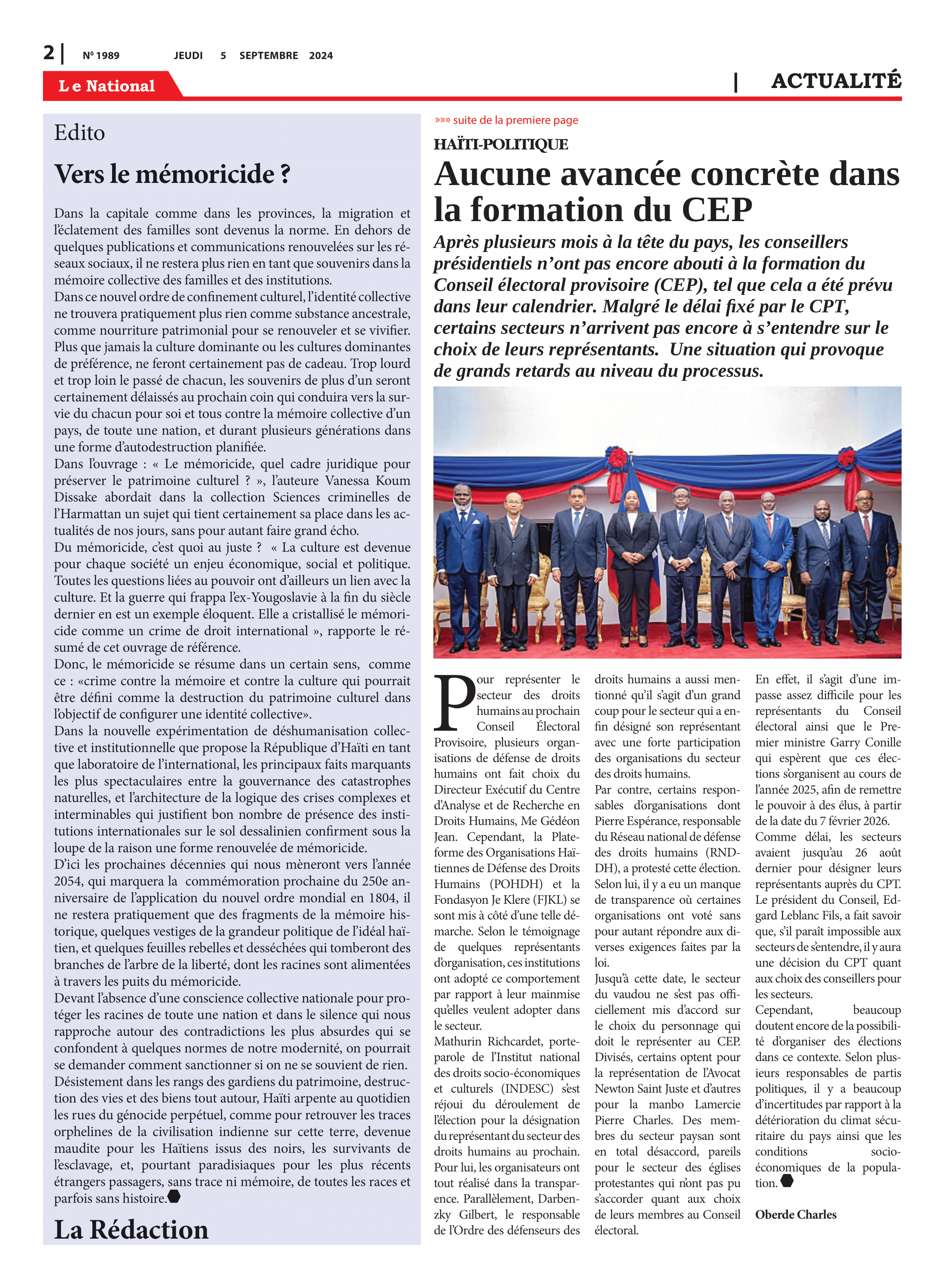 Page 2 de l'édition 1989
