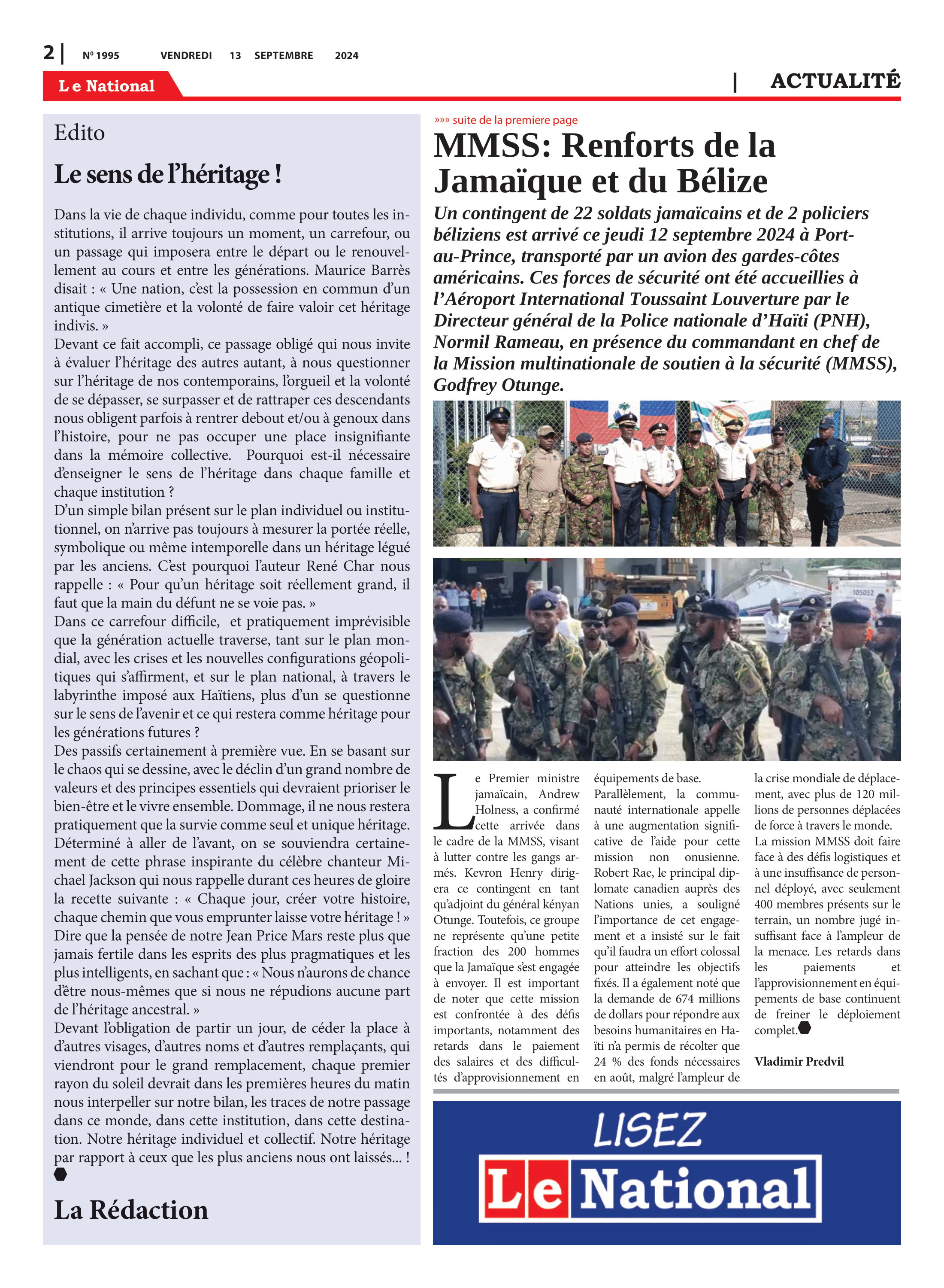 Page 2 de l'édition 1995
