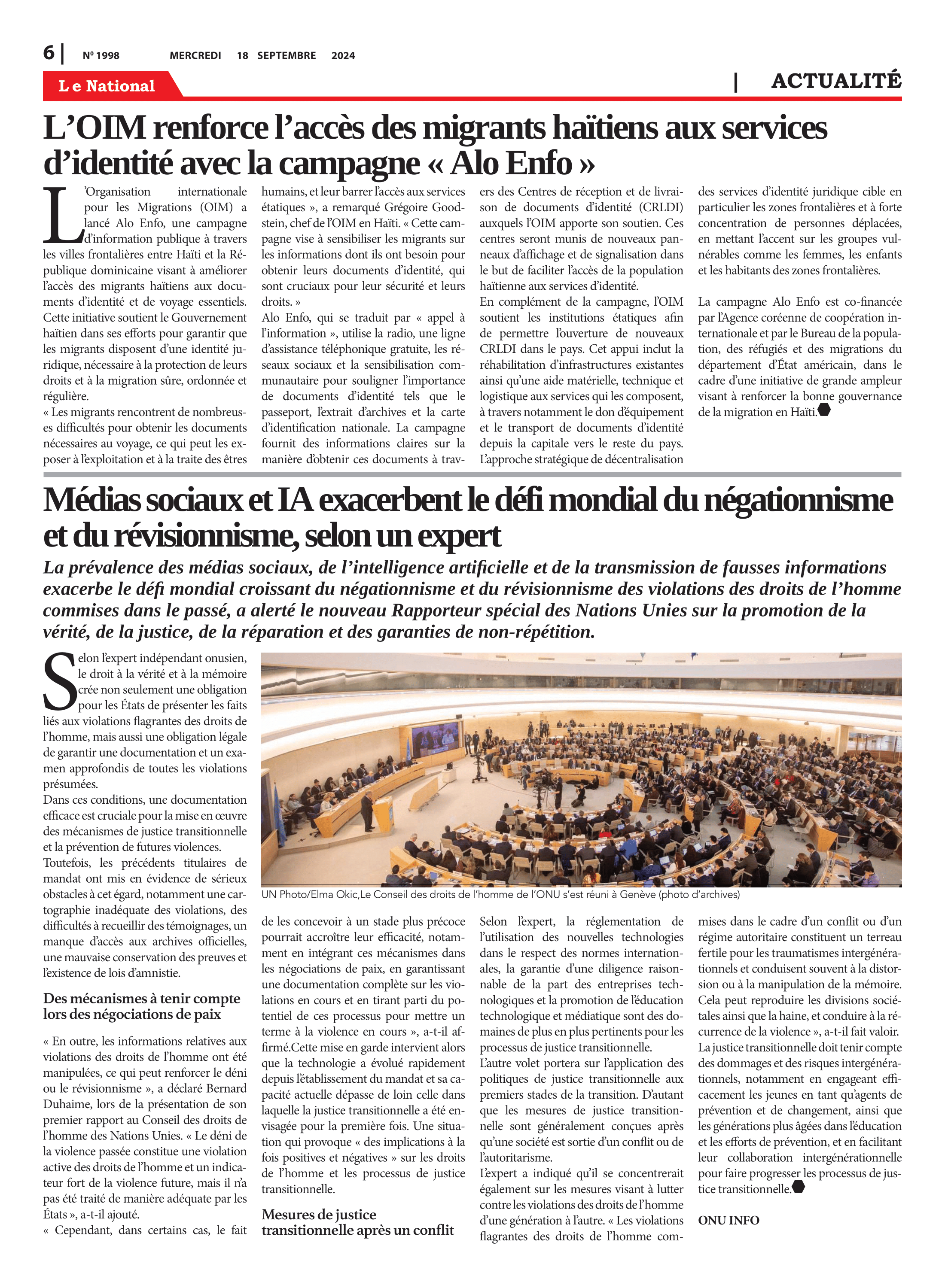 Page 6 de l'édition 1998