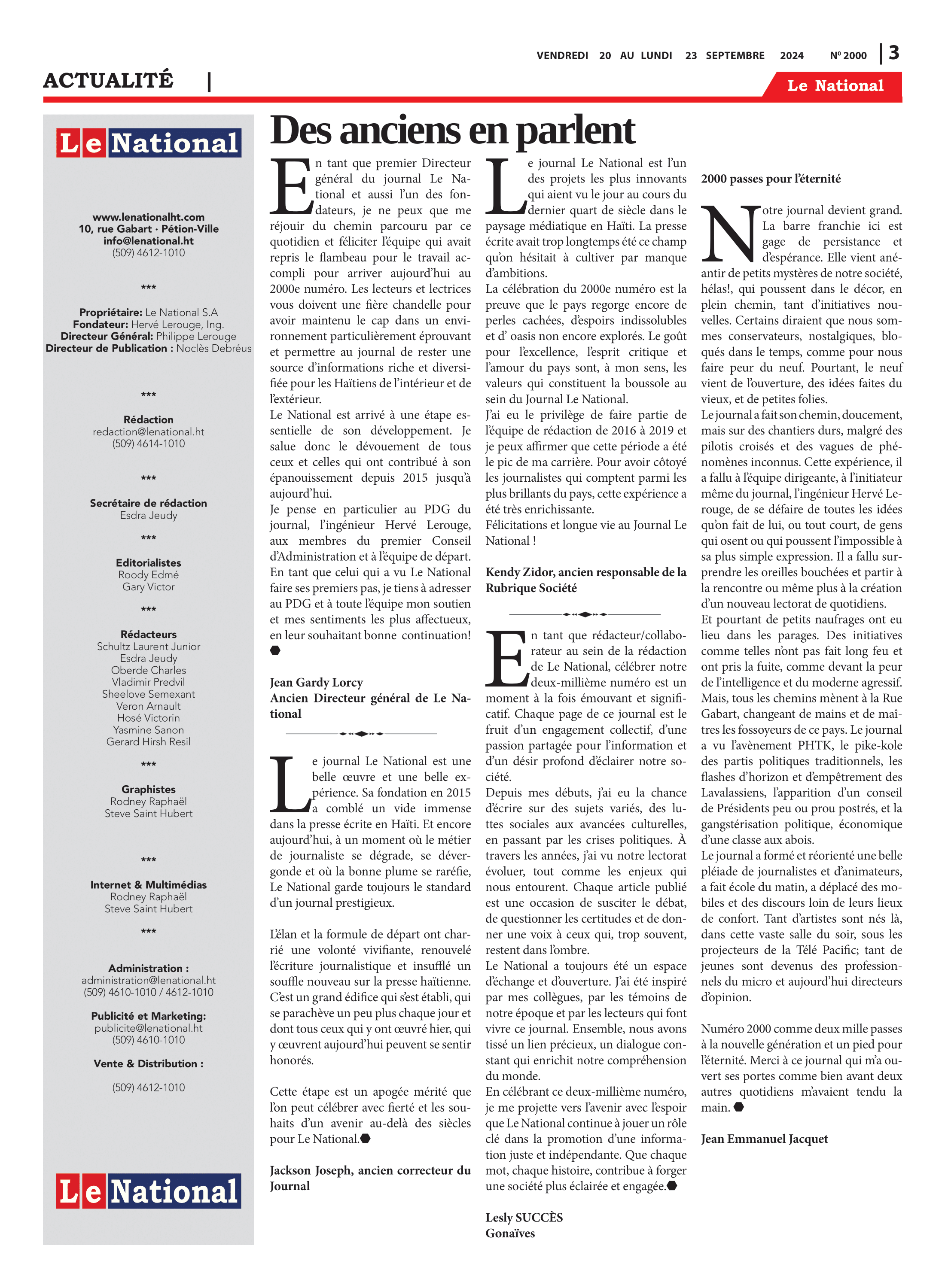 Page 3 de l'édition 2000