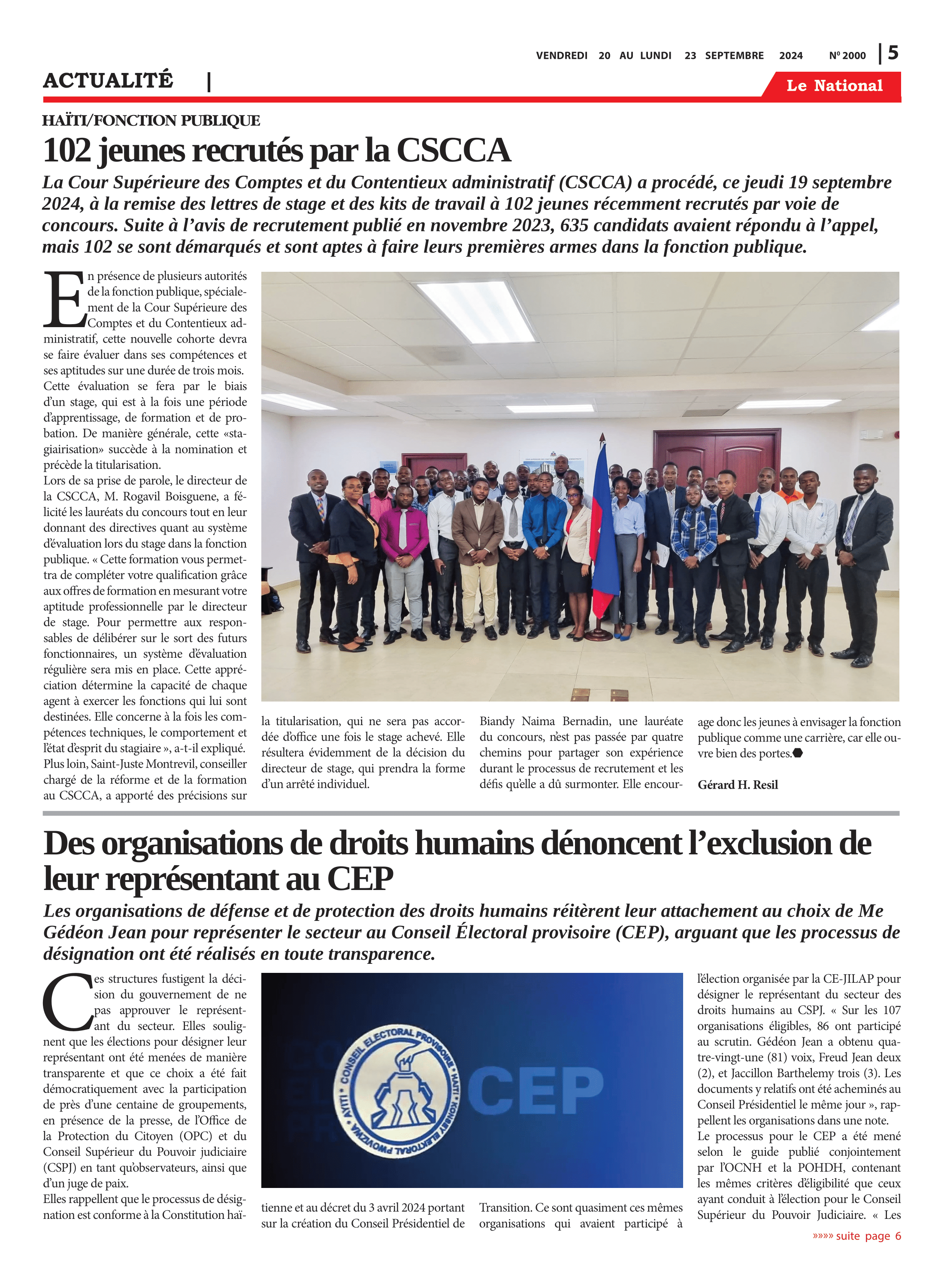 Page 5 de l'édition 2000