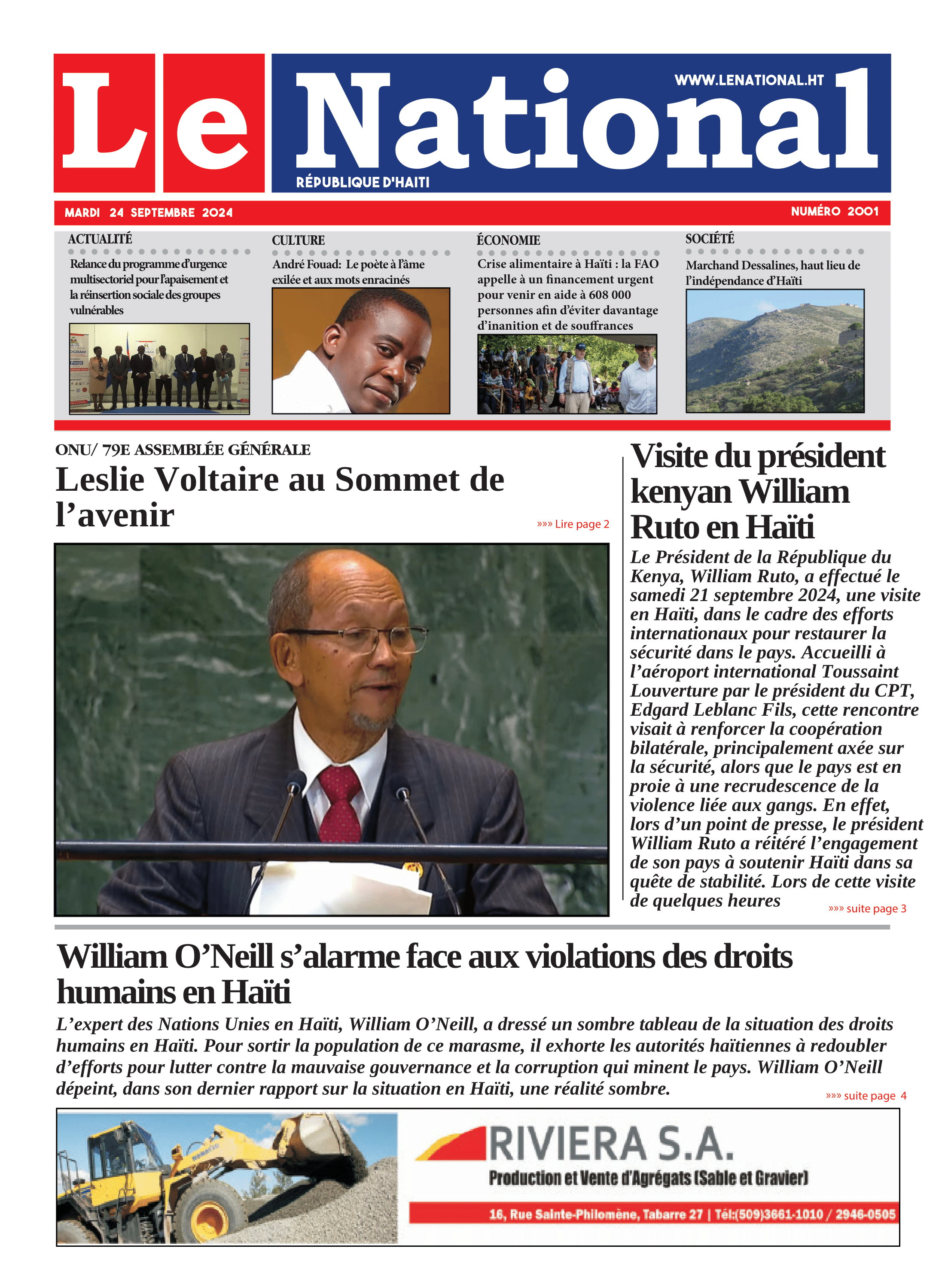Page 1 de l'édition 2001