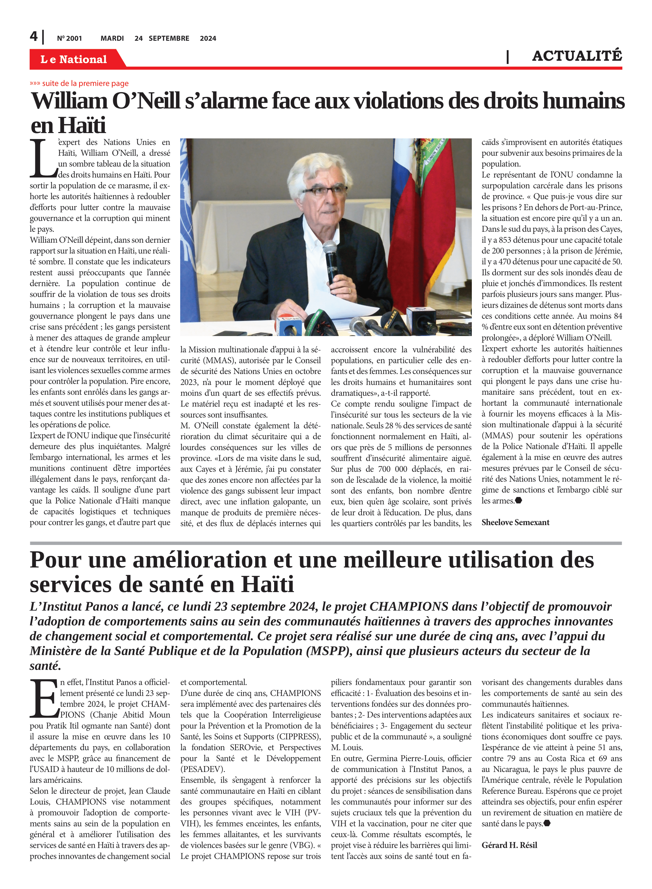 Page 4 de l'édition 2001