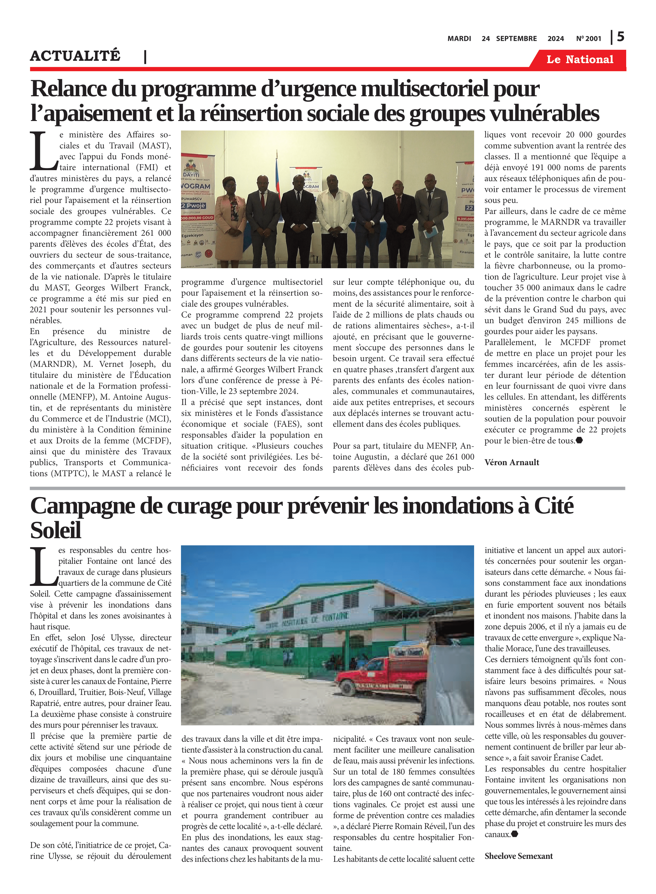 Page 5 de l'édition 2001