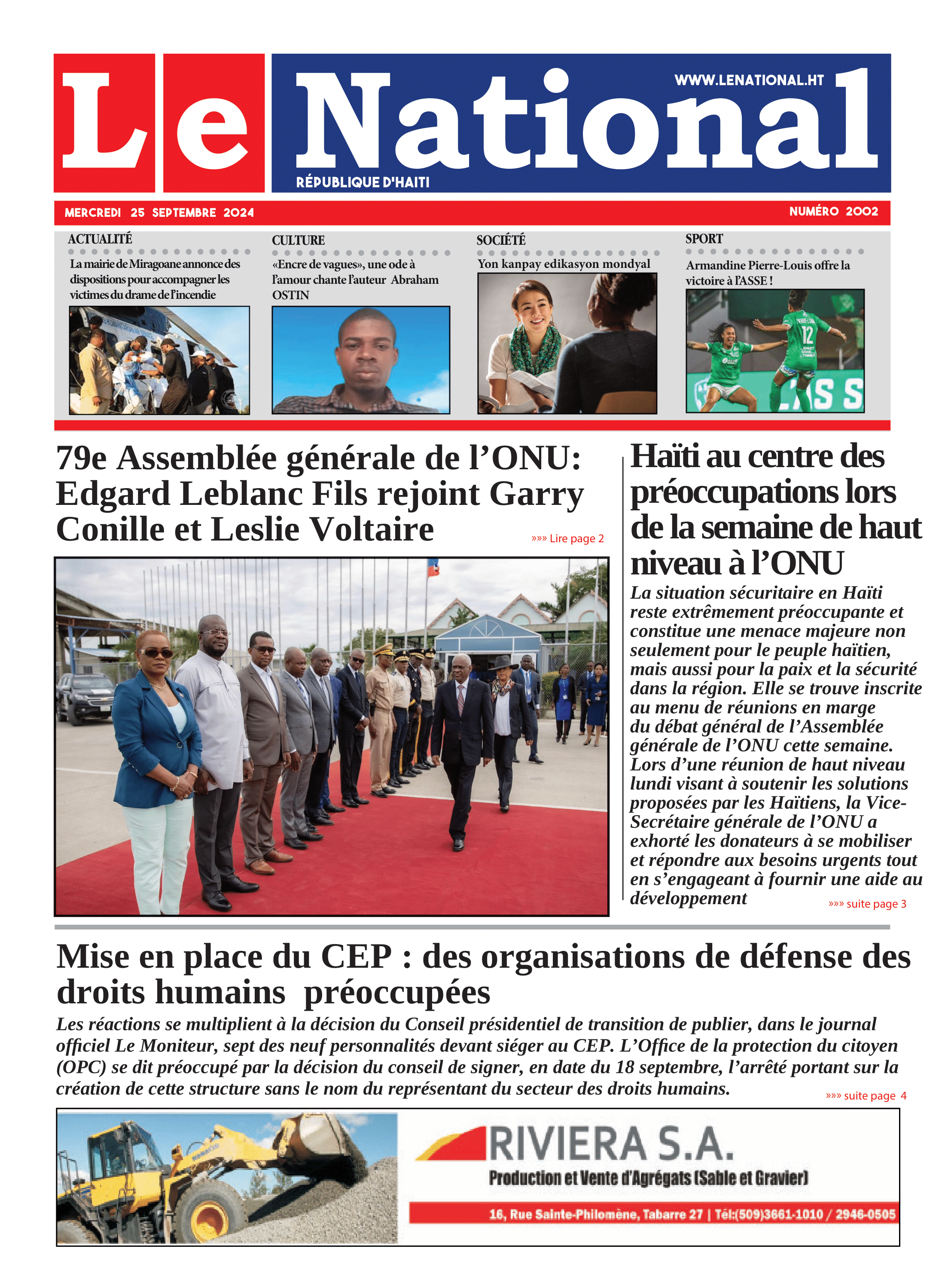 Page 1 de l'édition 2002