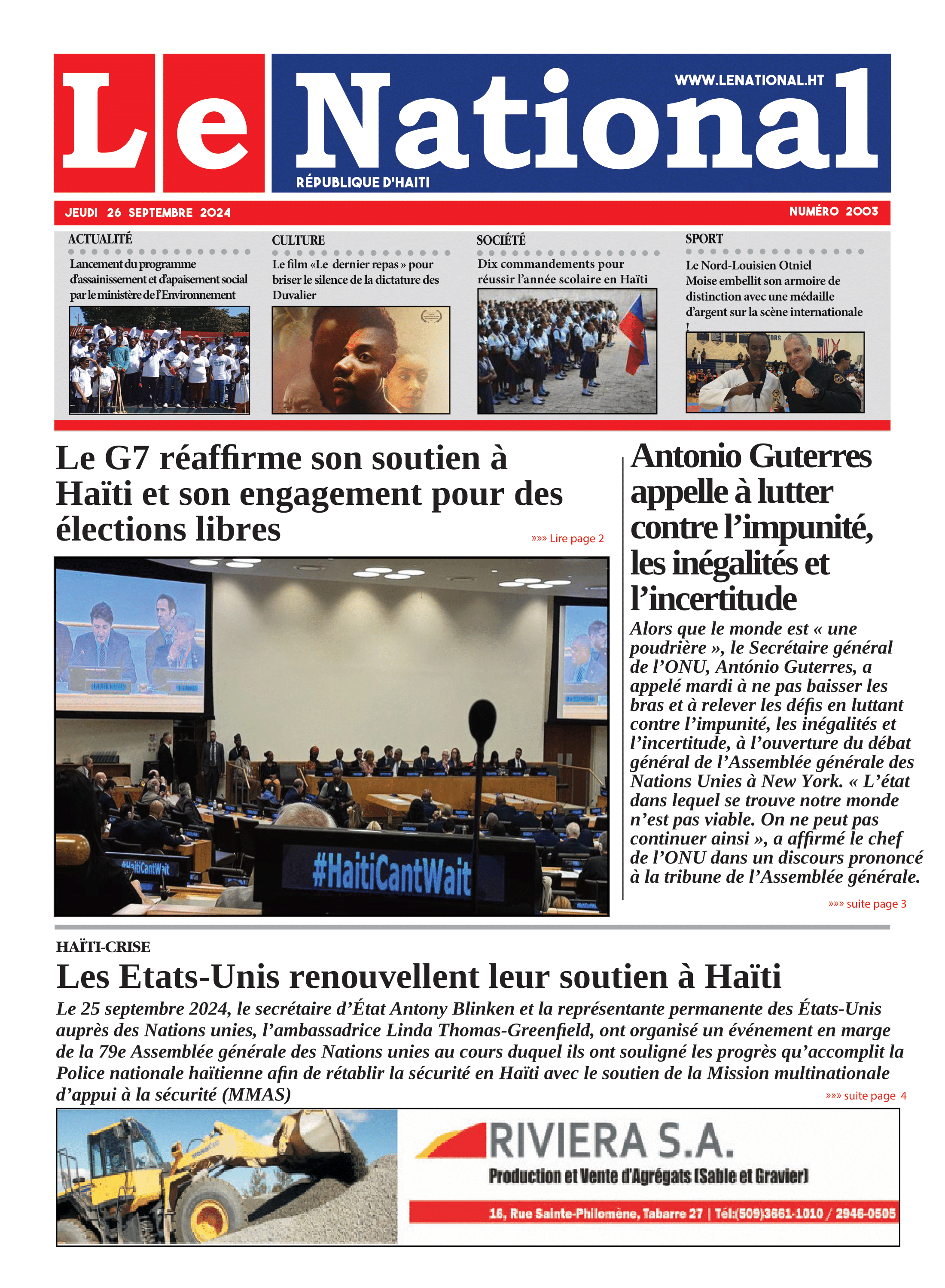 Page 1 de l'édition 2003