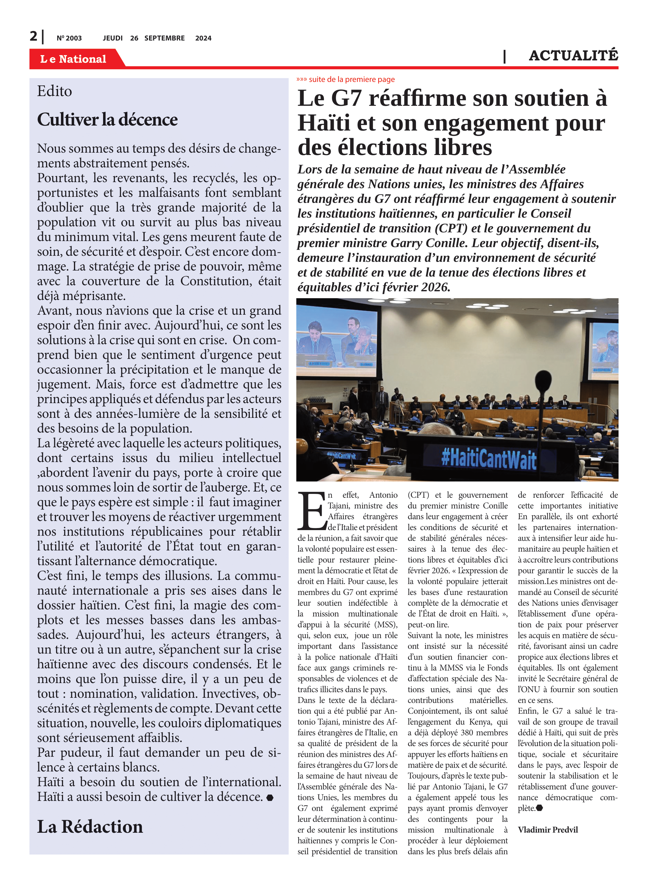 Page 2 de l'édition 2003