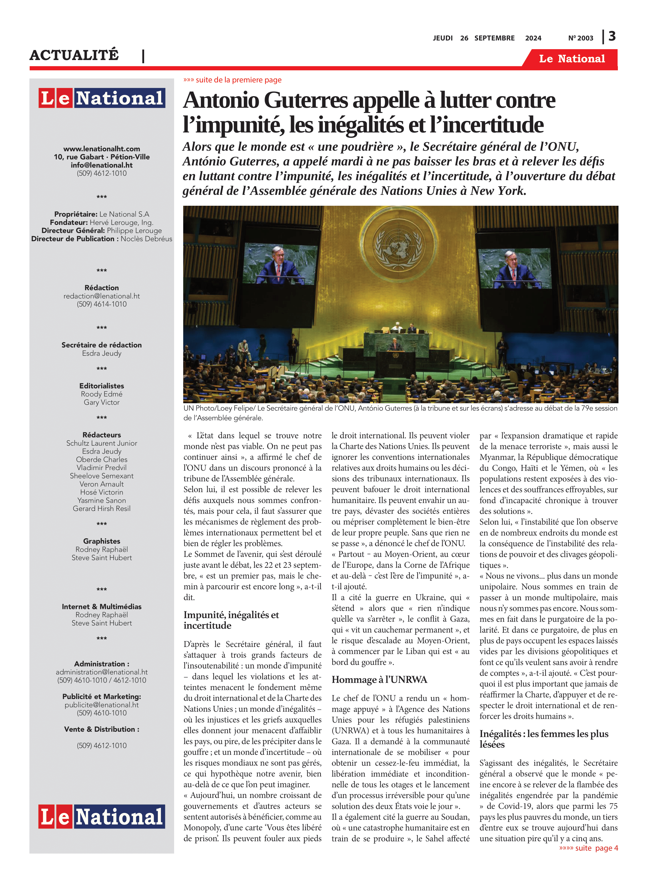 Page 3 de l'édition 2003