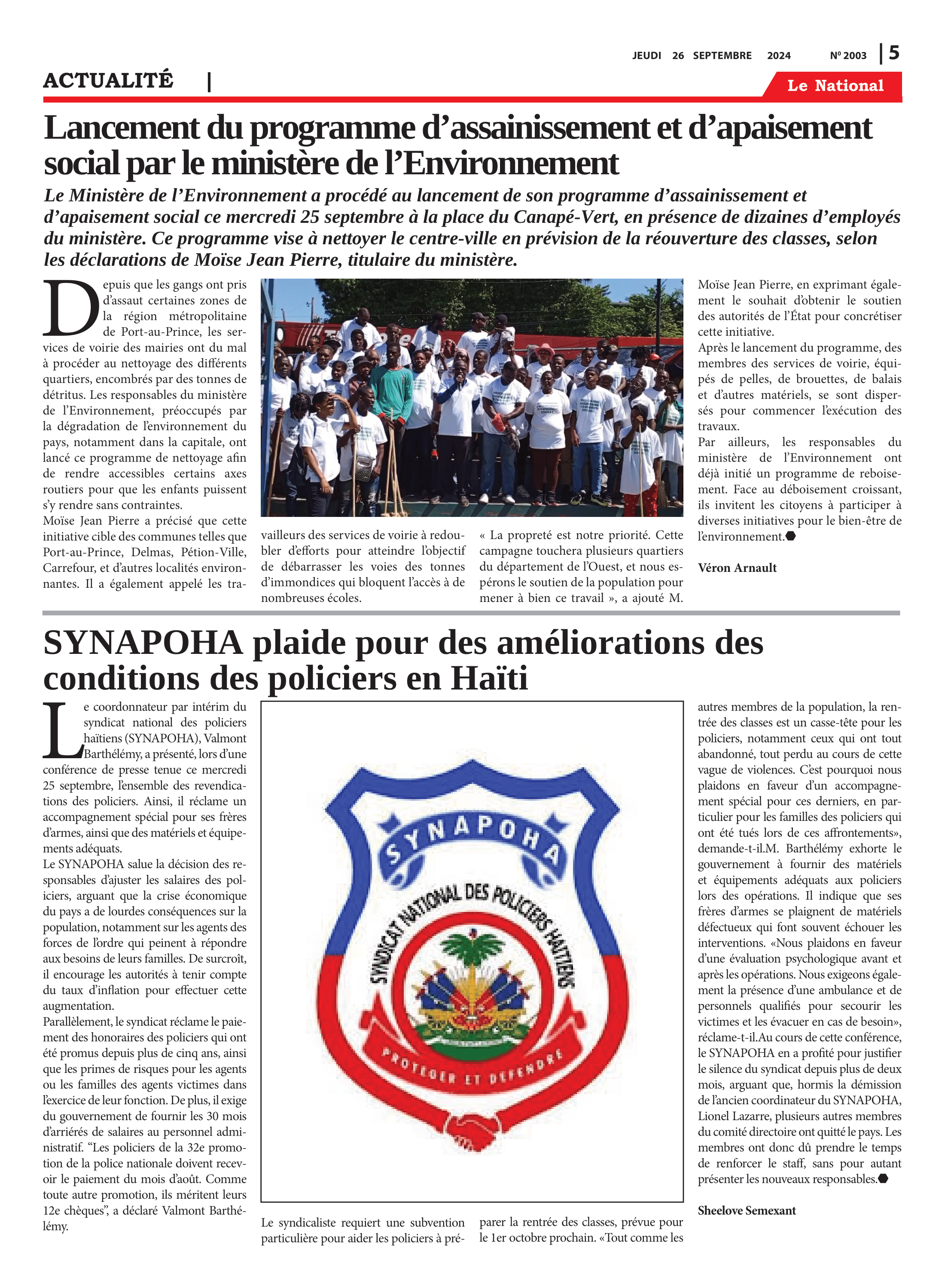 Page 5 de l'édition 2003