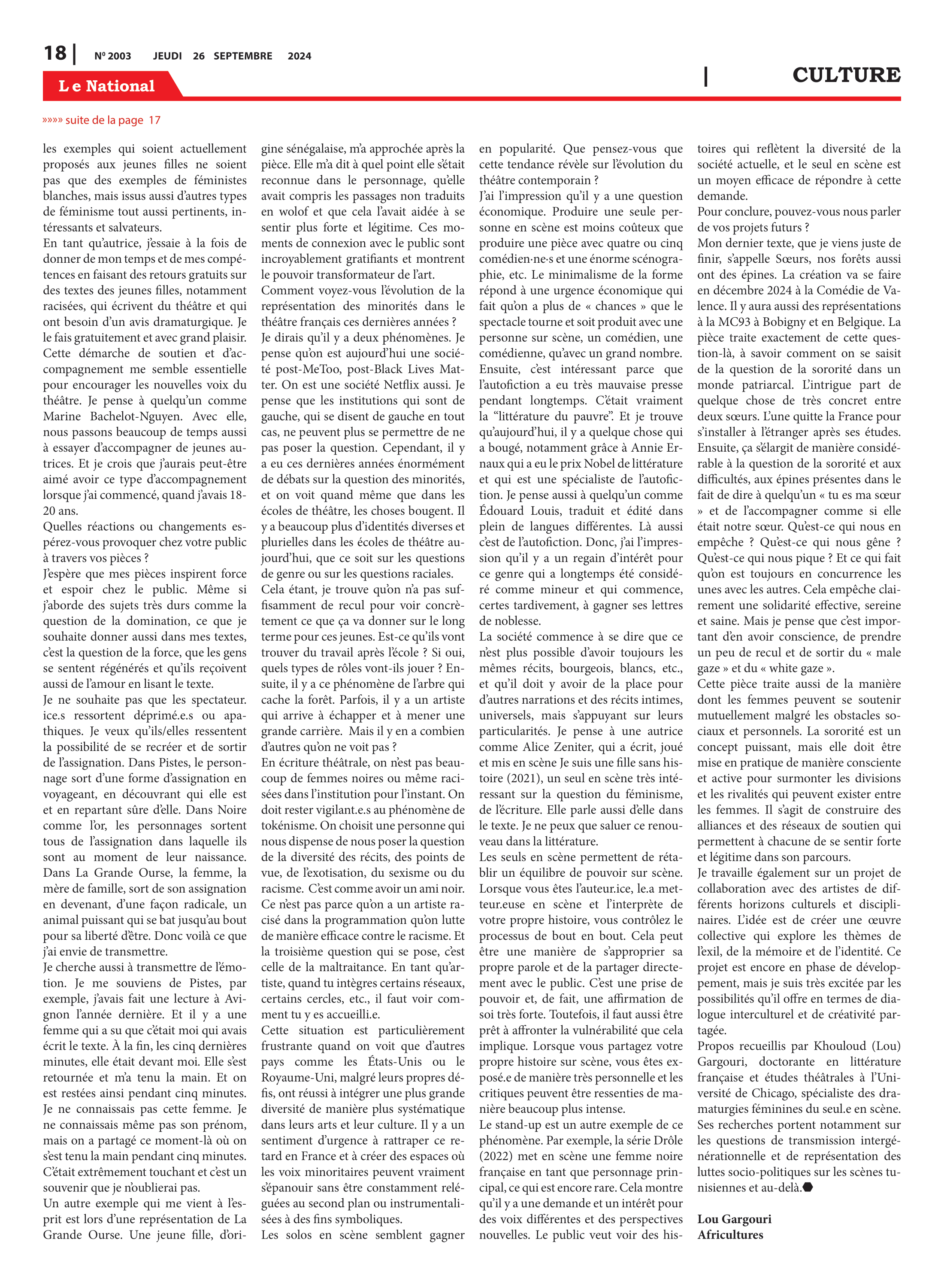Page 18 de l'édition 2003