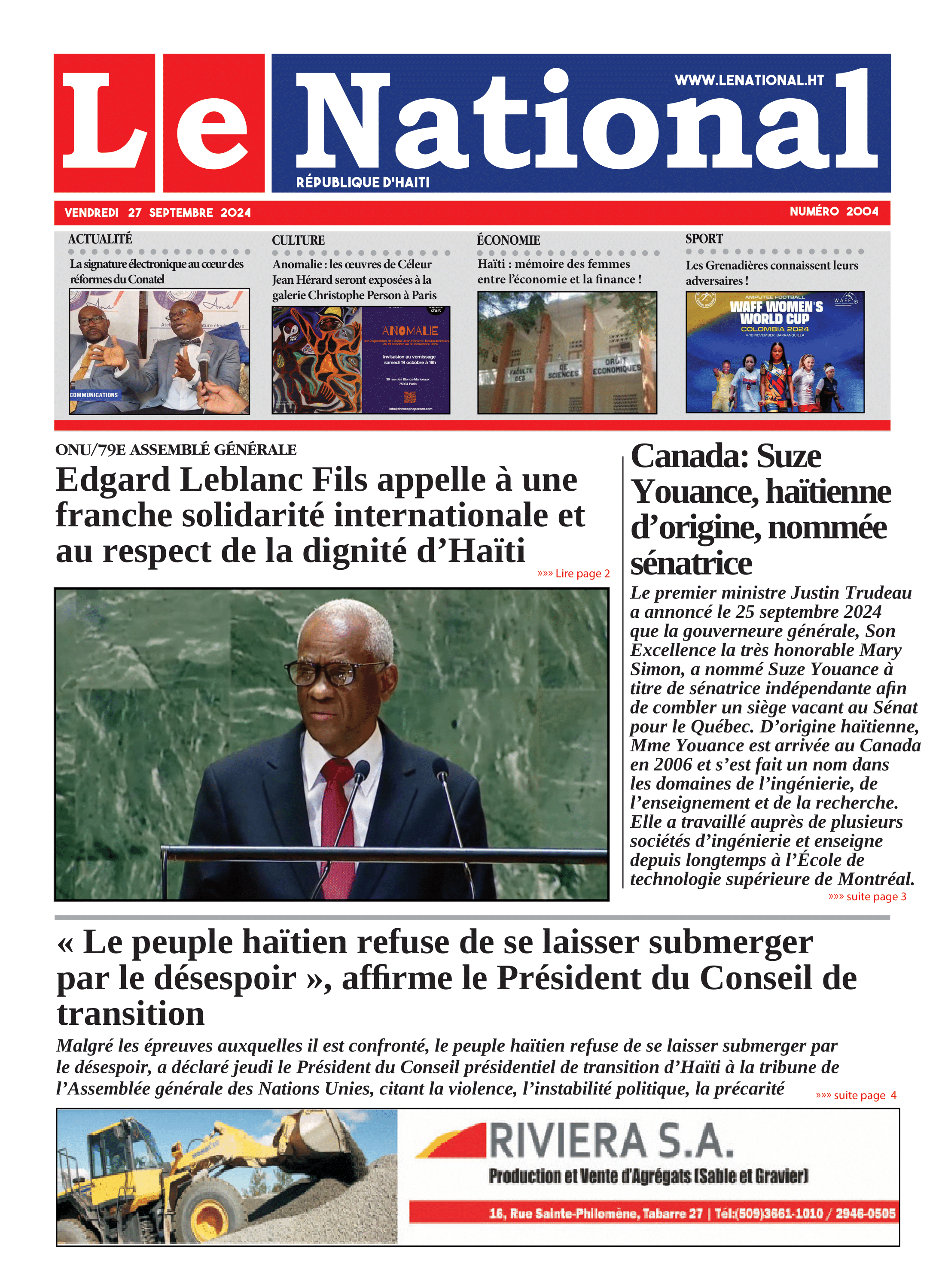 Page 1 de l'édition 2004