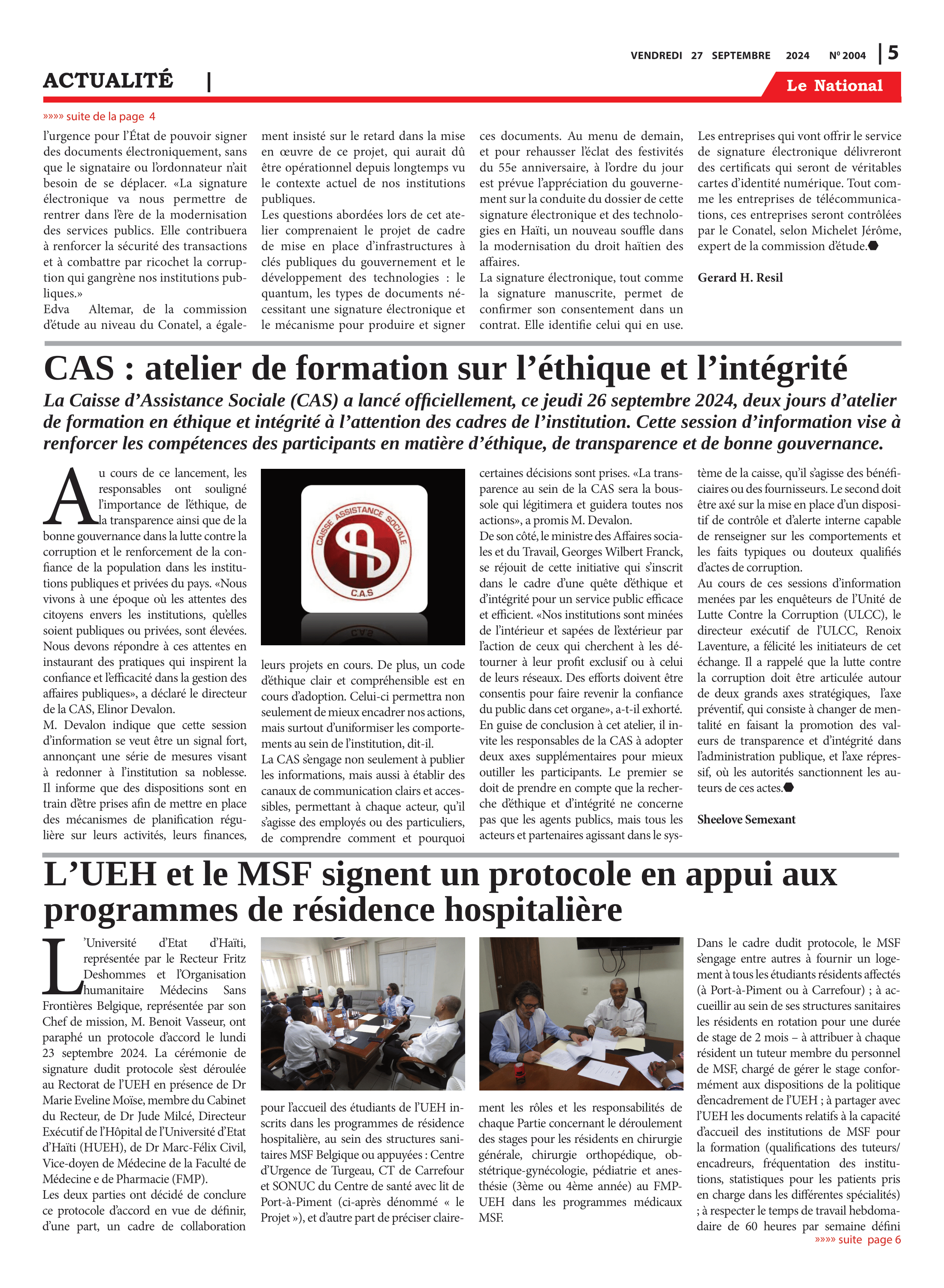 Page 5 de l'édition 2004