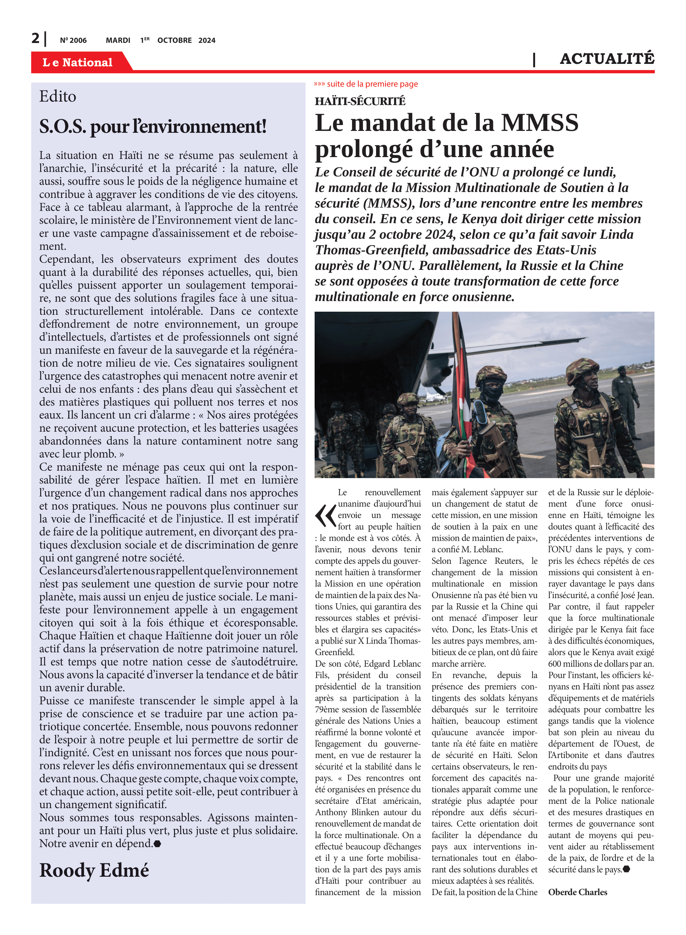 Page 2 de l'édition 2006