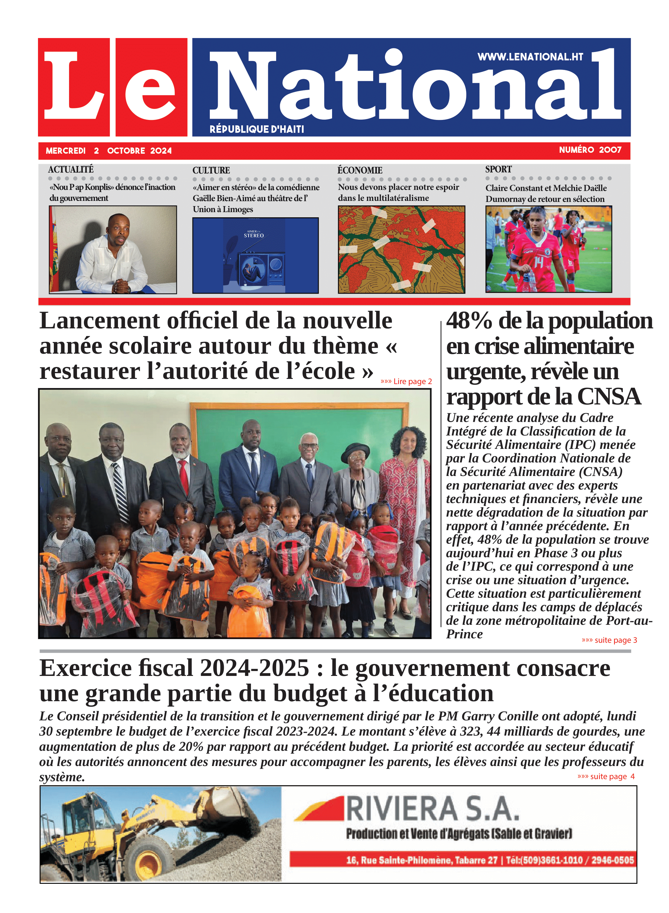 Page 1 de l'édition 2007