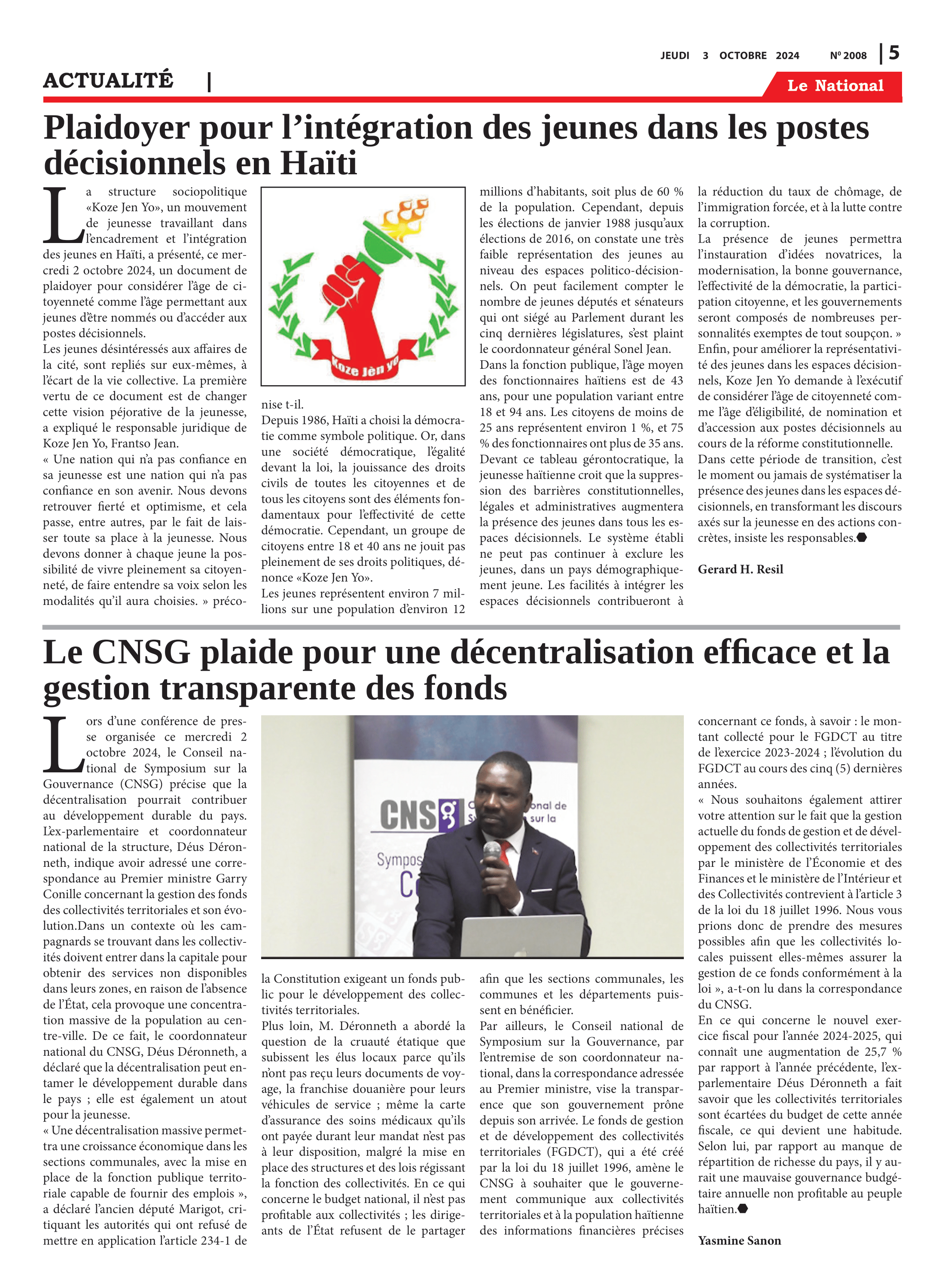 Page 5 de l'édition 2008