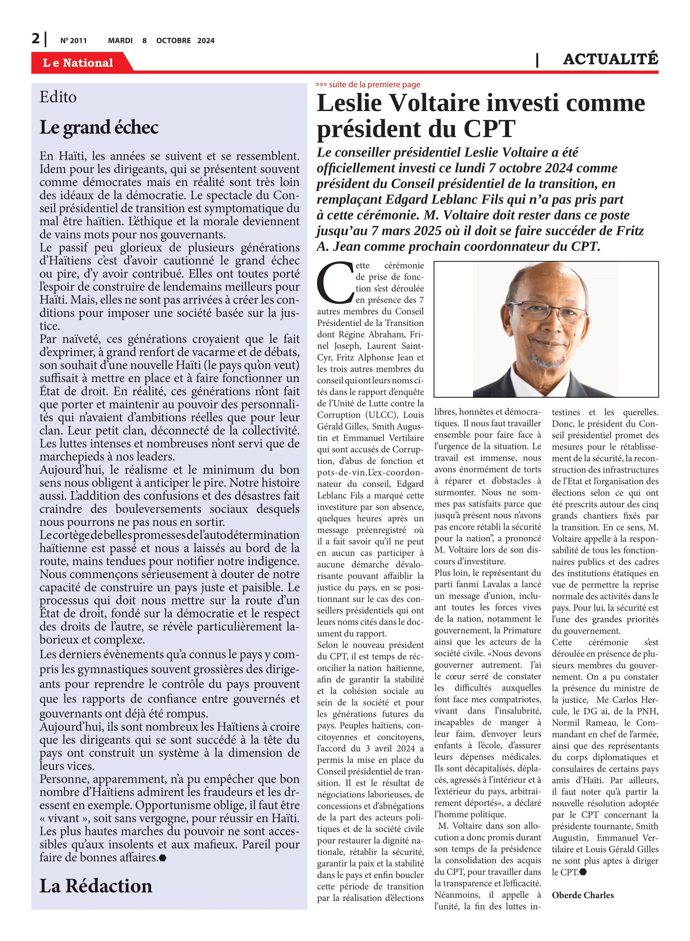 Page 2 de l'édition 2011