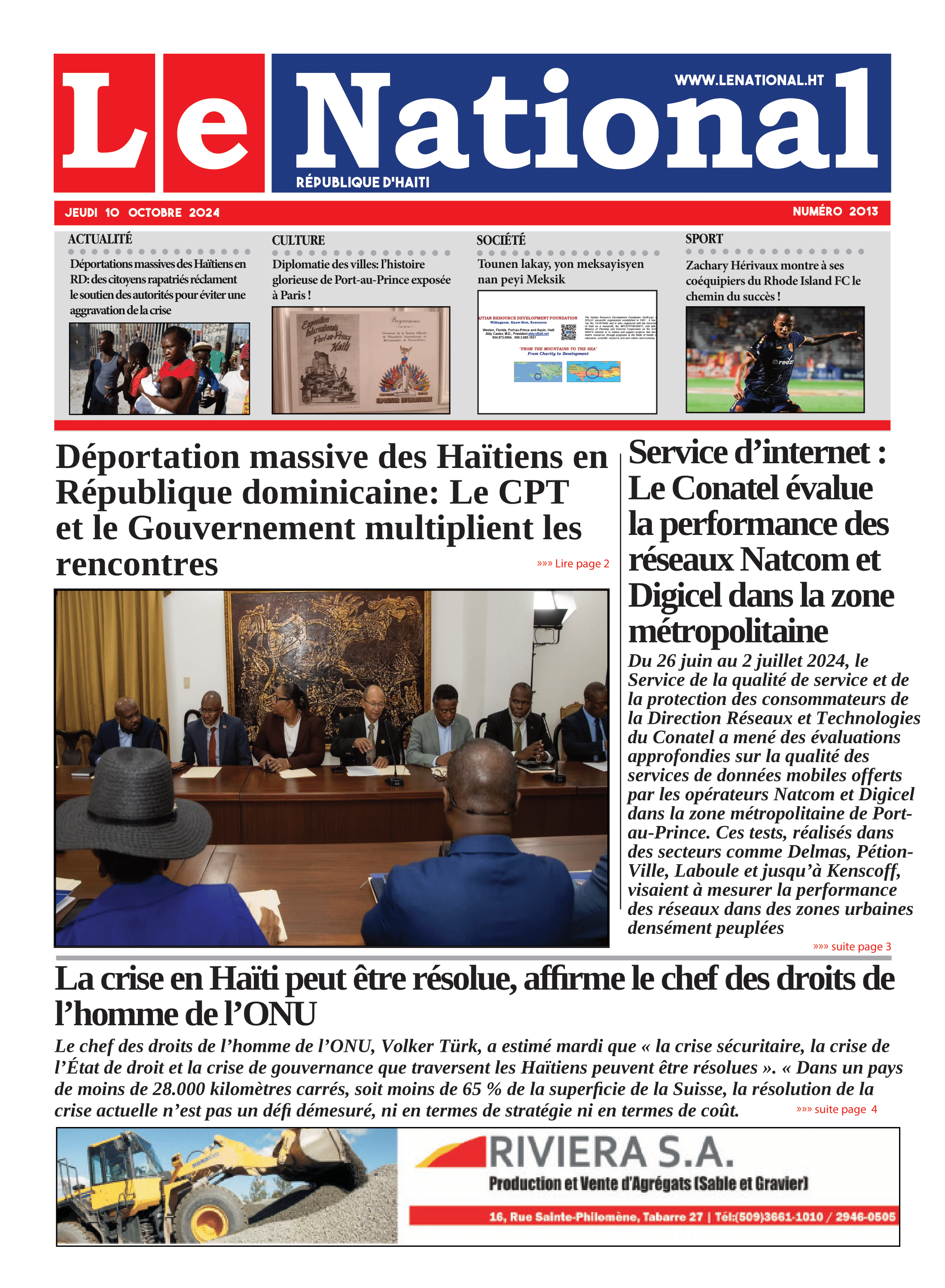 Page 1 de l'édition 2013