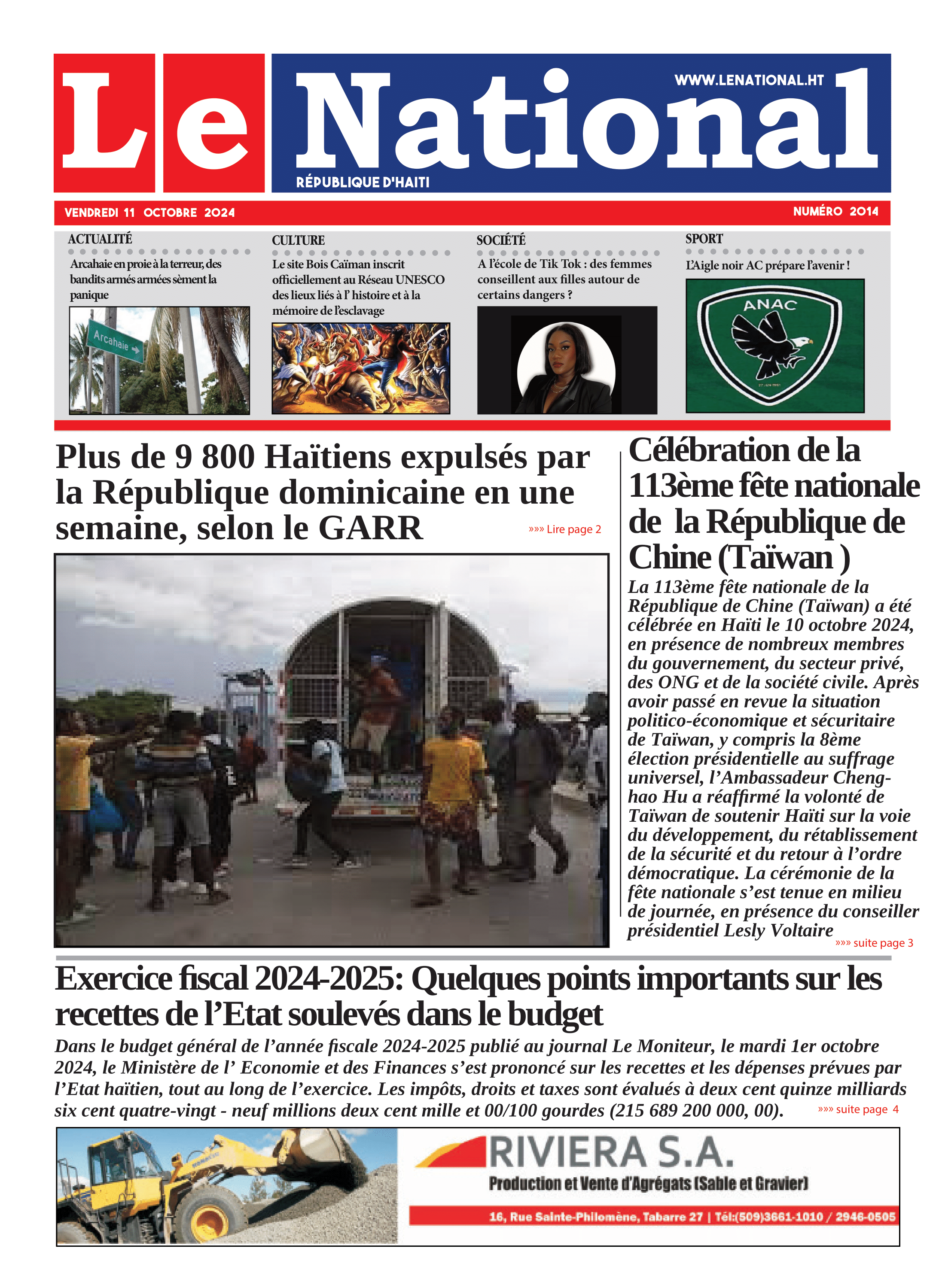 Page 1 de l'édition 2014