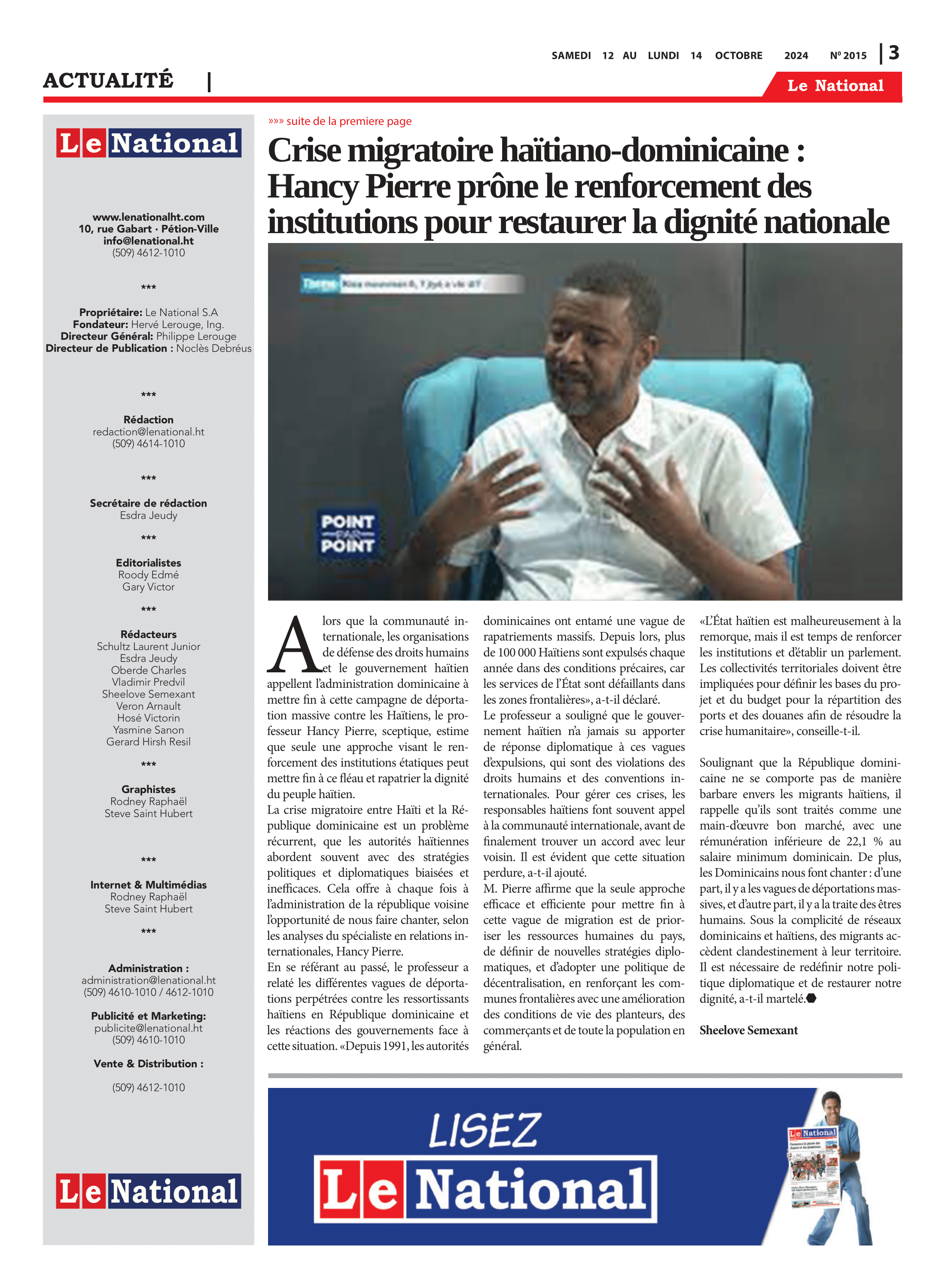 Page 3 de l'édition 2015
