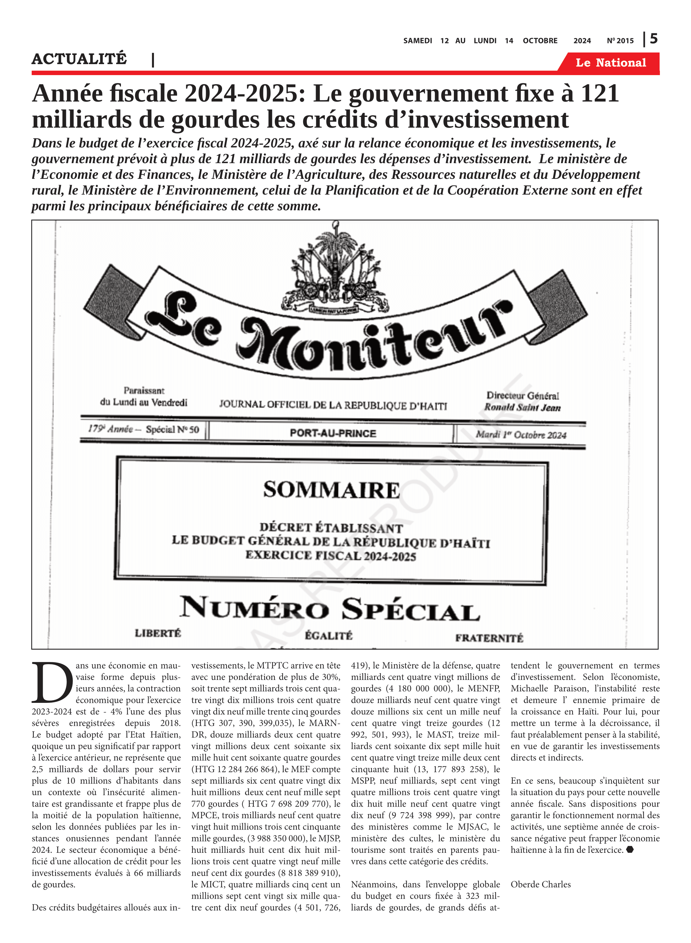 Page 5 de l'édition 2015