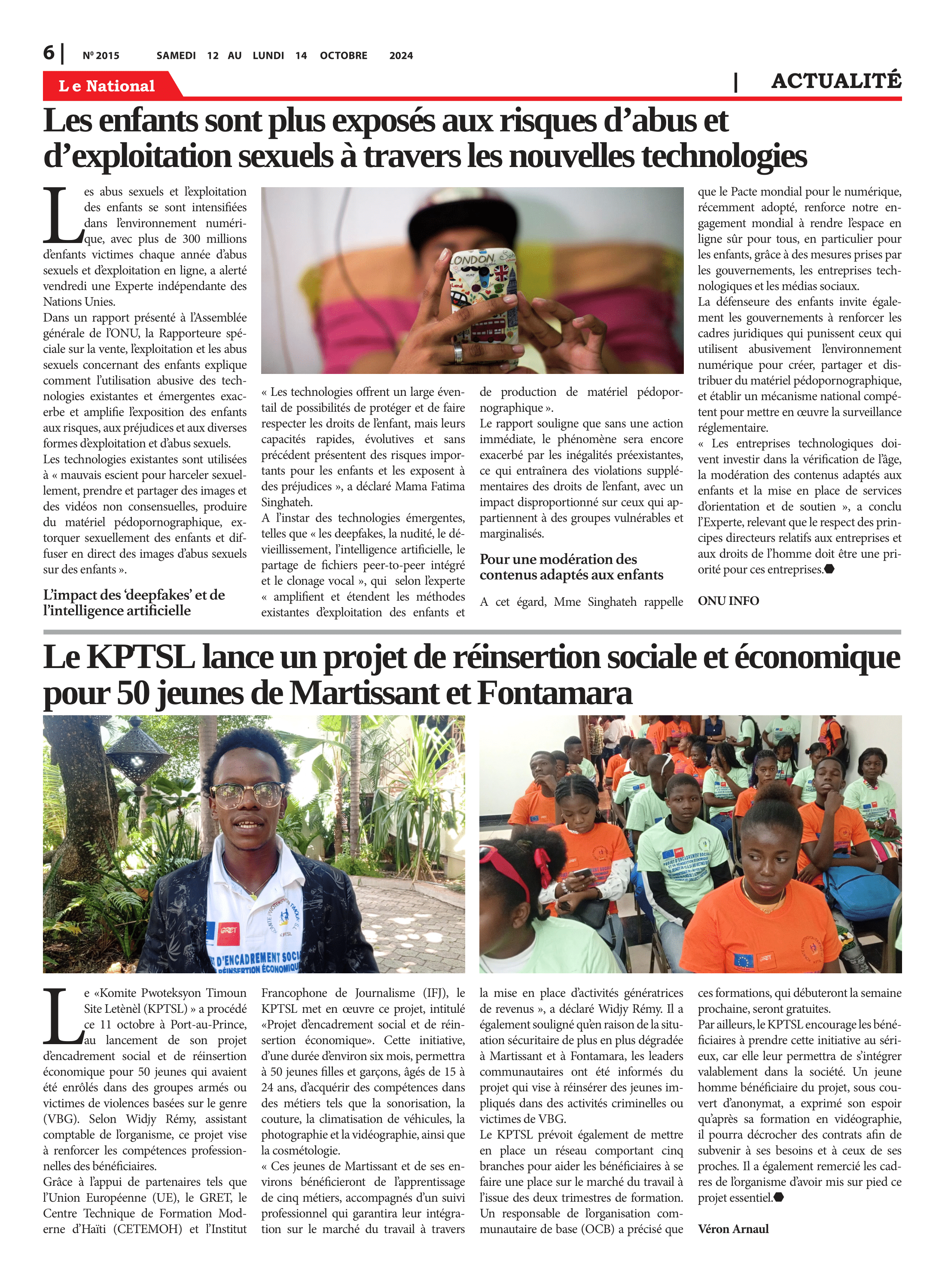 Page 6 de l'édition 2015