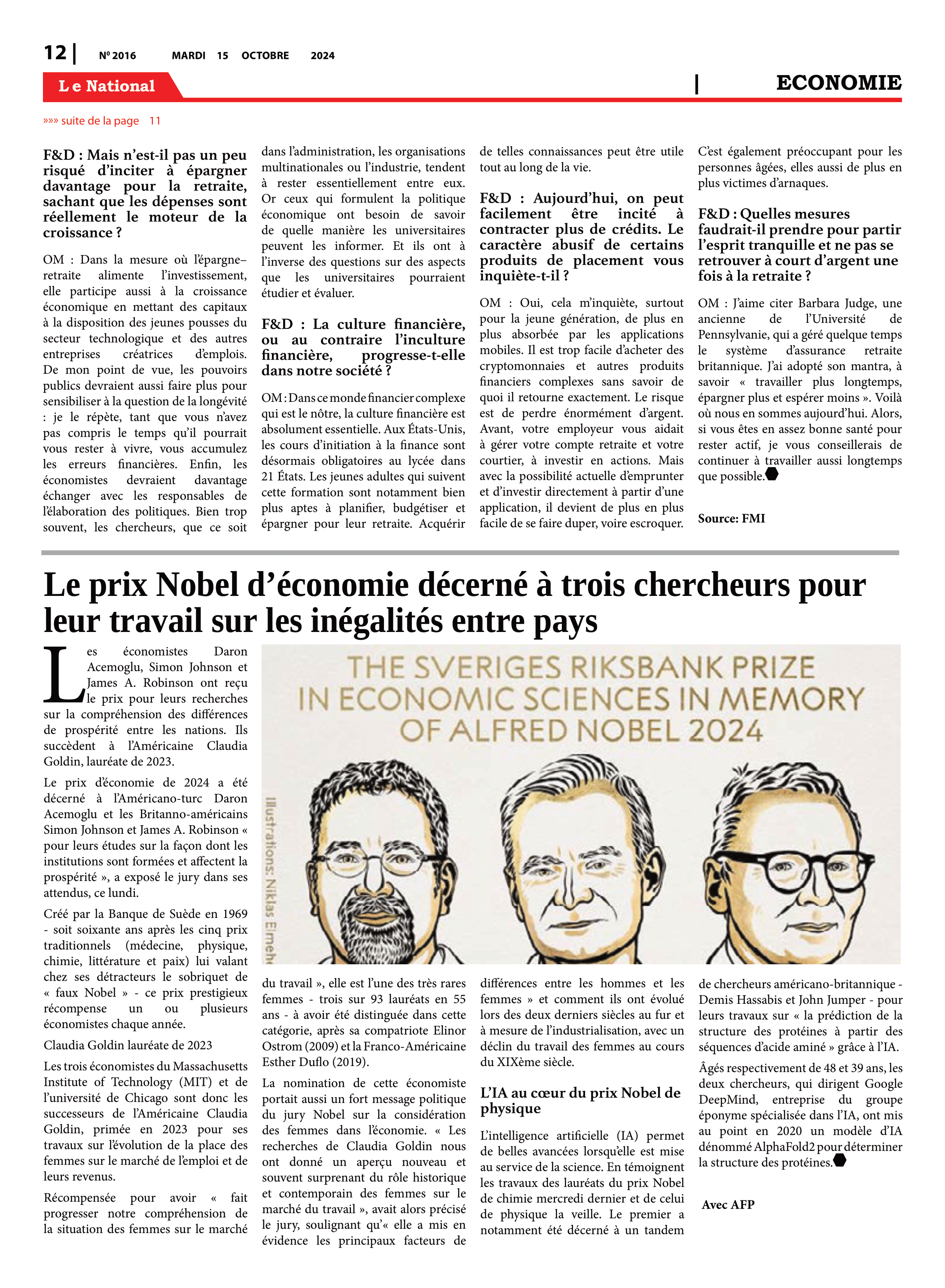 Page 12 de l'édition 2016