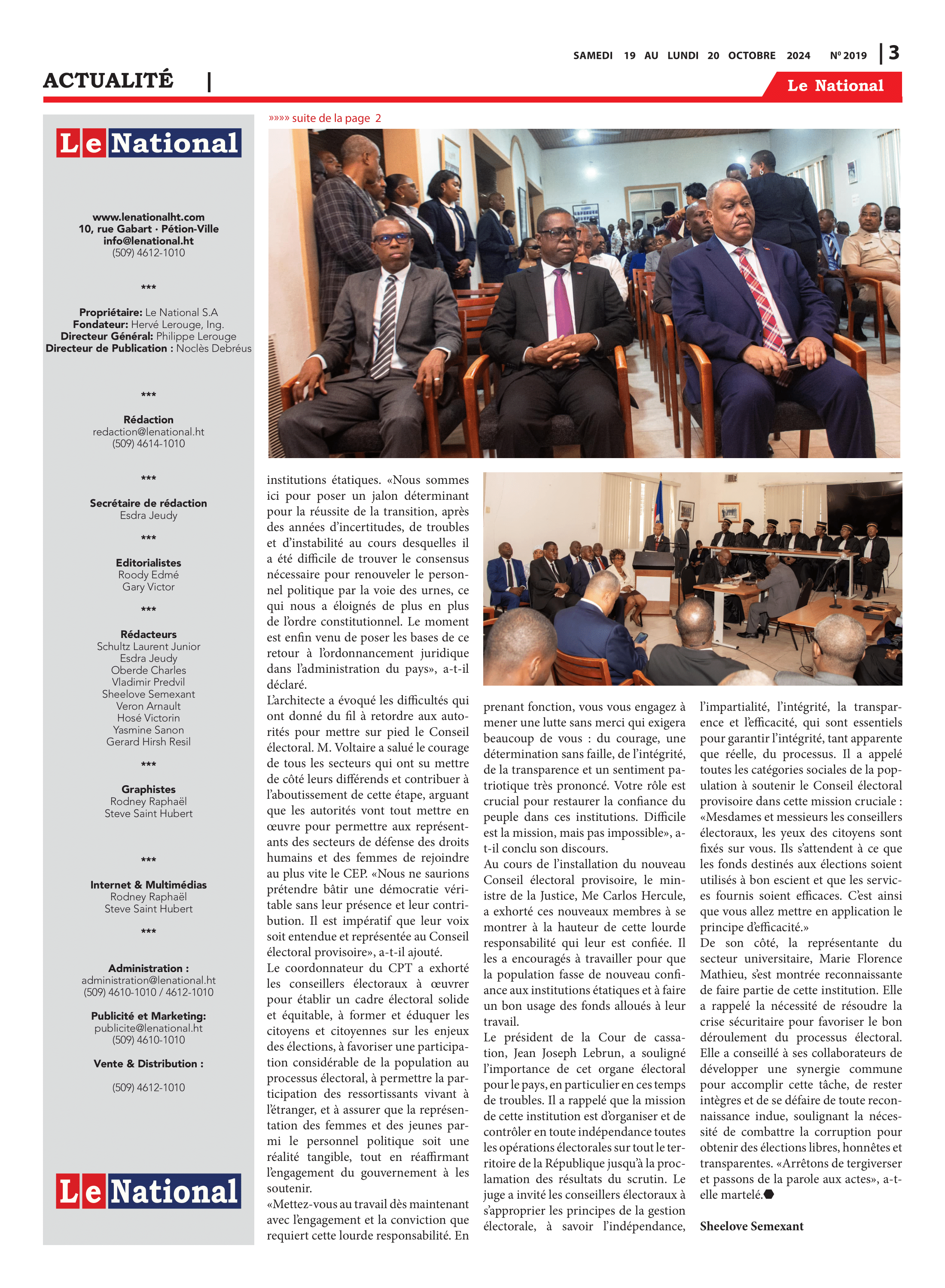 Page 3 de l'édition 2019