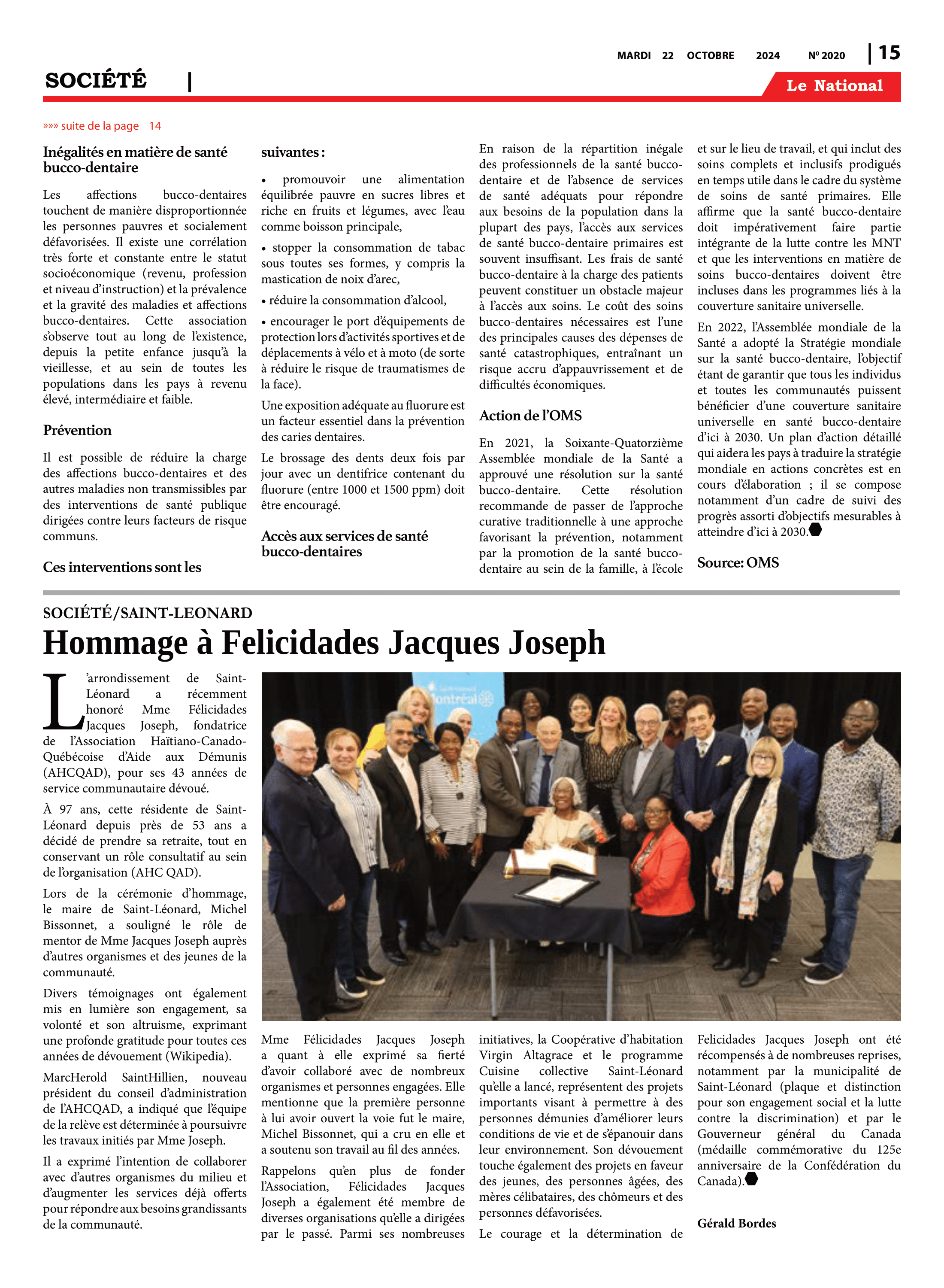 Page 15 de l'édition 2020