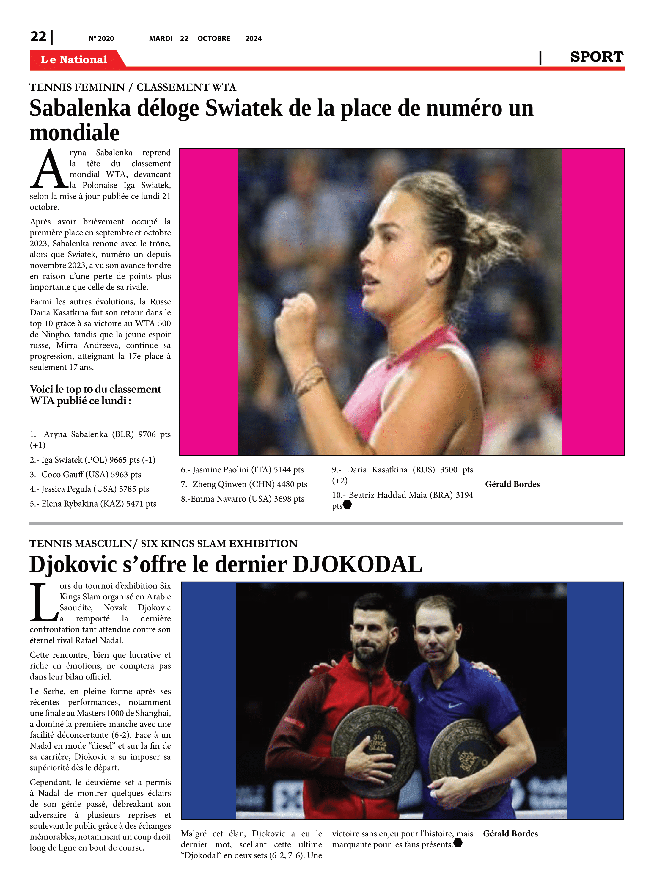 Page 22 de l'édition 2020