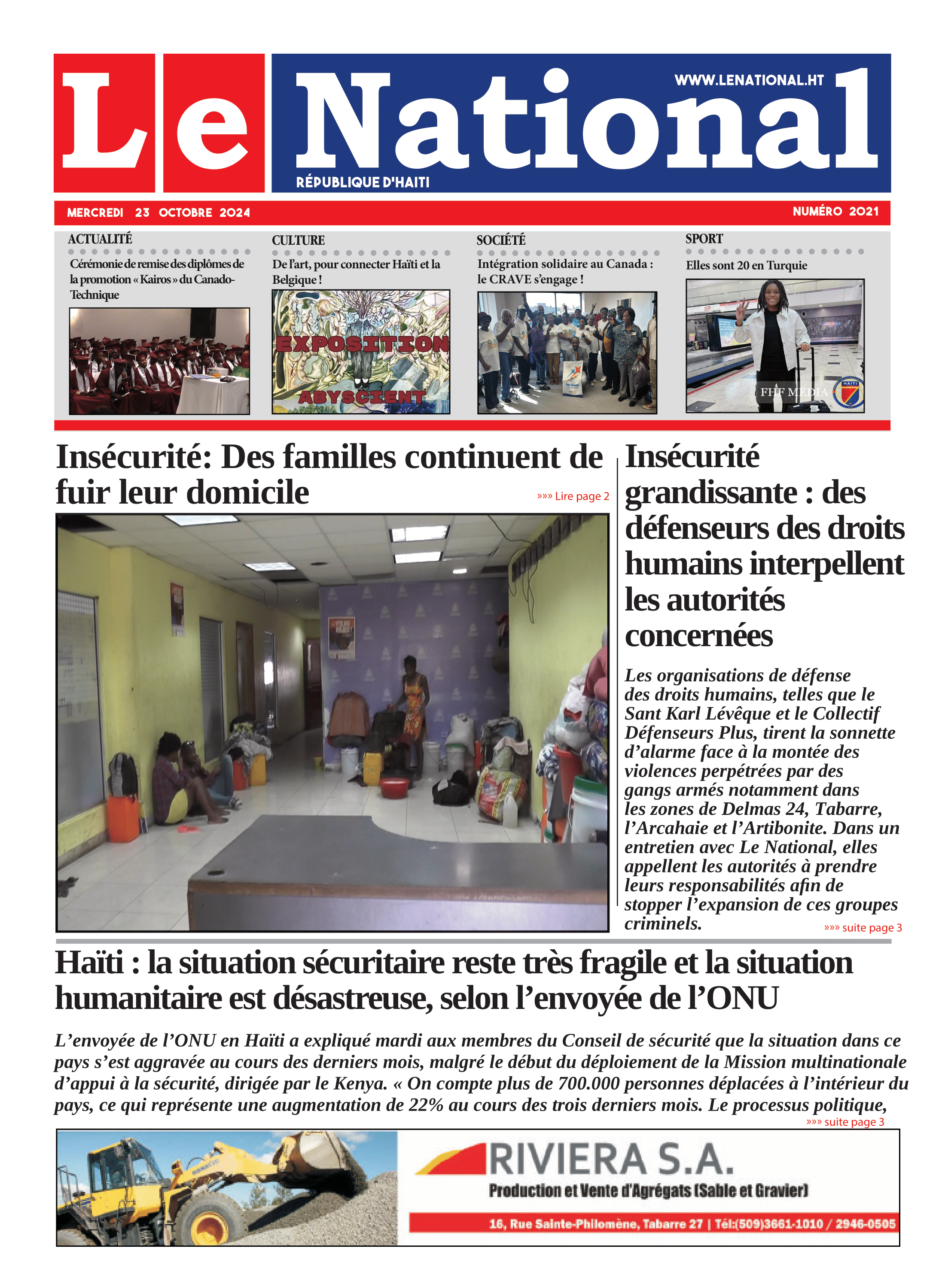 Page 1 de l'édition 2021