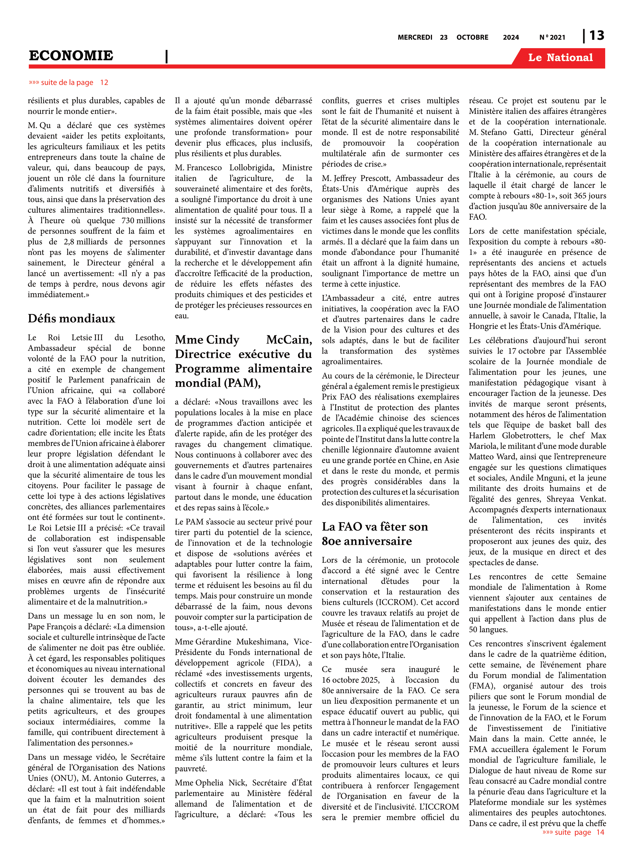 Page 13 de l'édition 2021