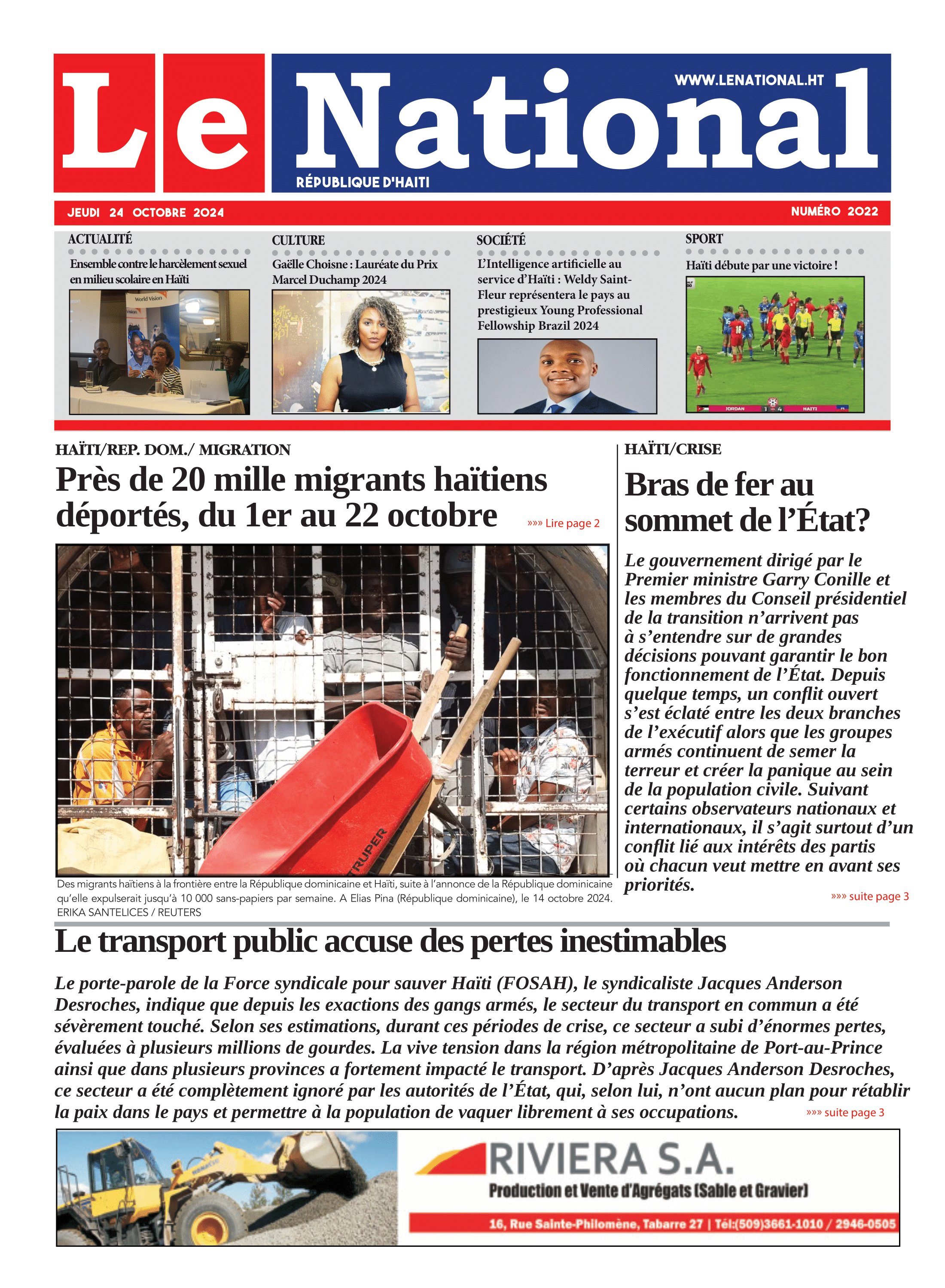 Page 1 de l'édition 2022