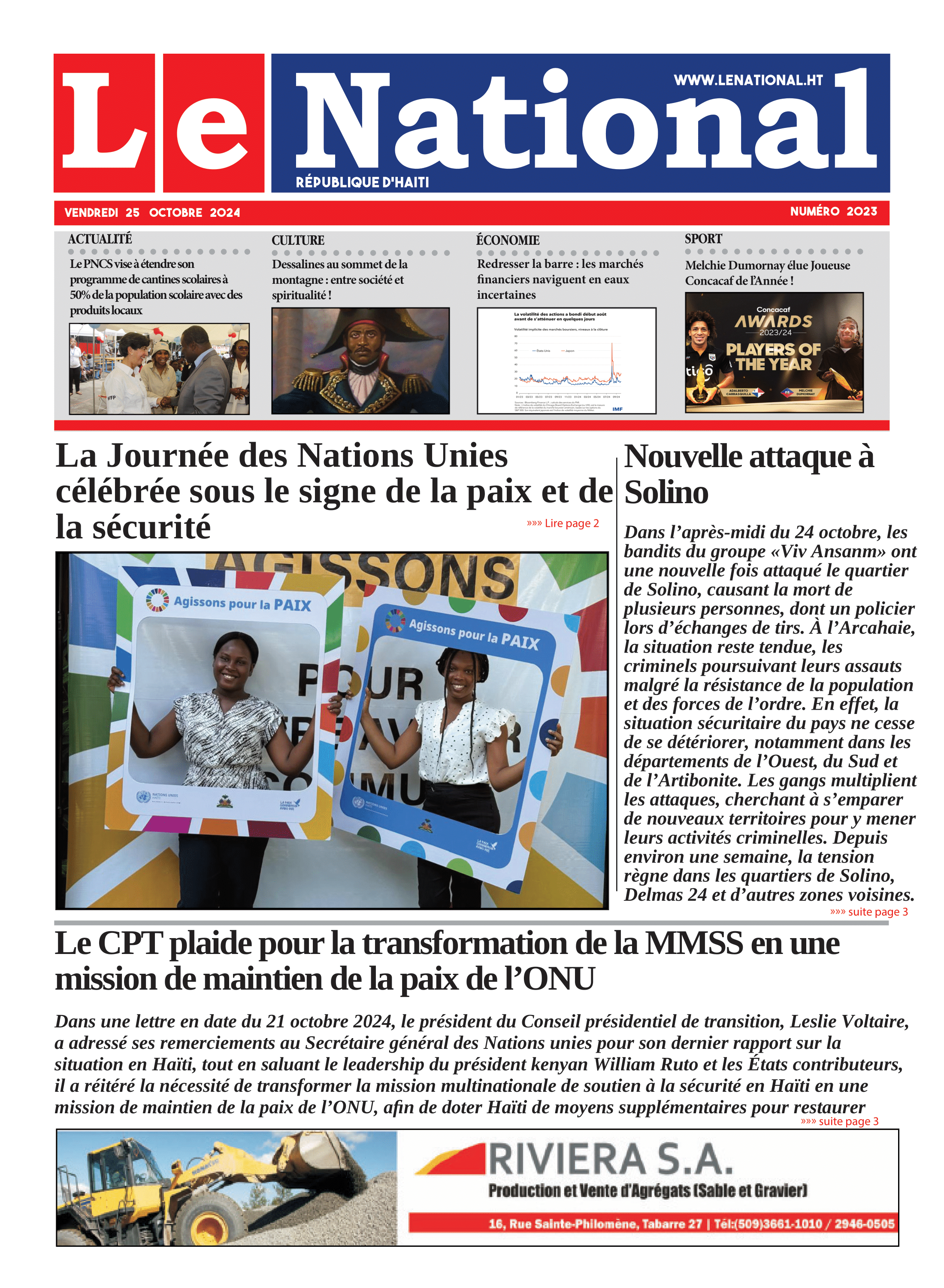 Page 1 de l'édition 2023