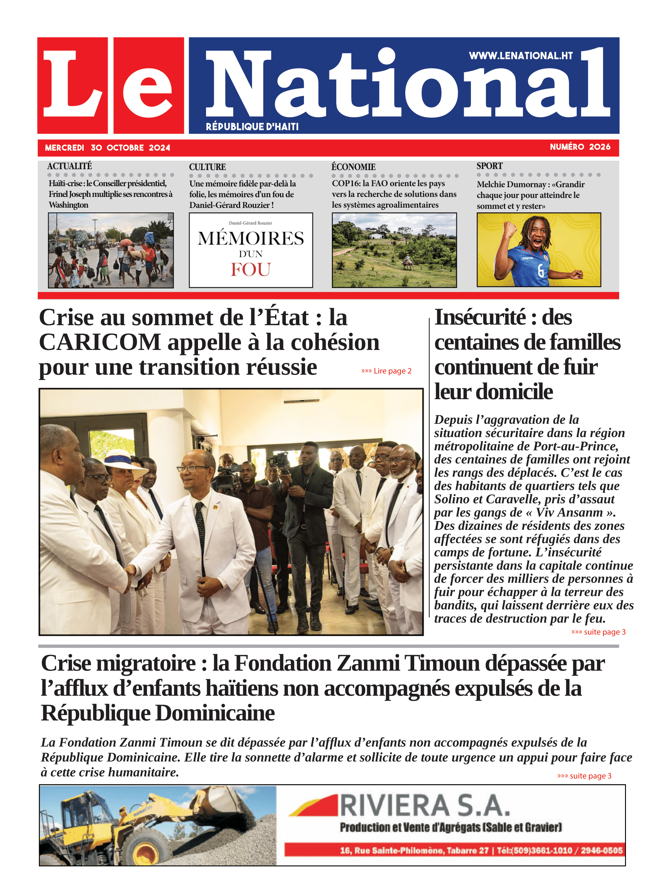 Page 1 de l'édition 2026