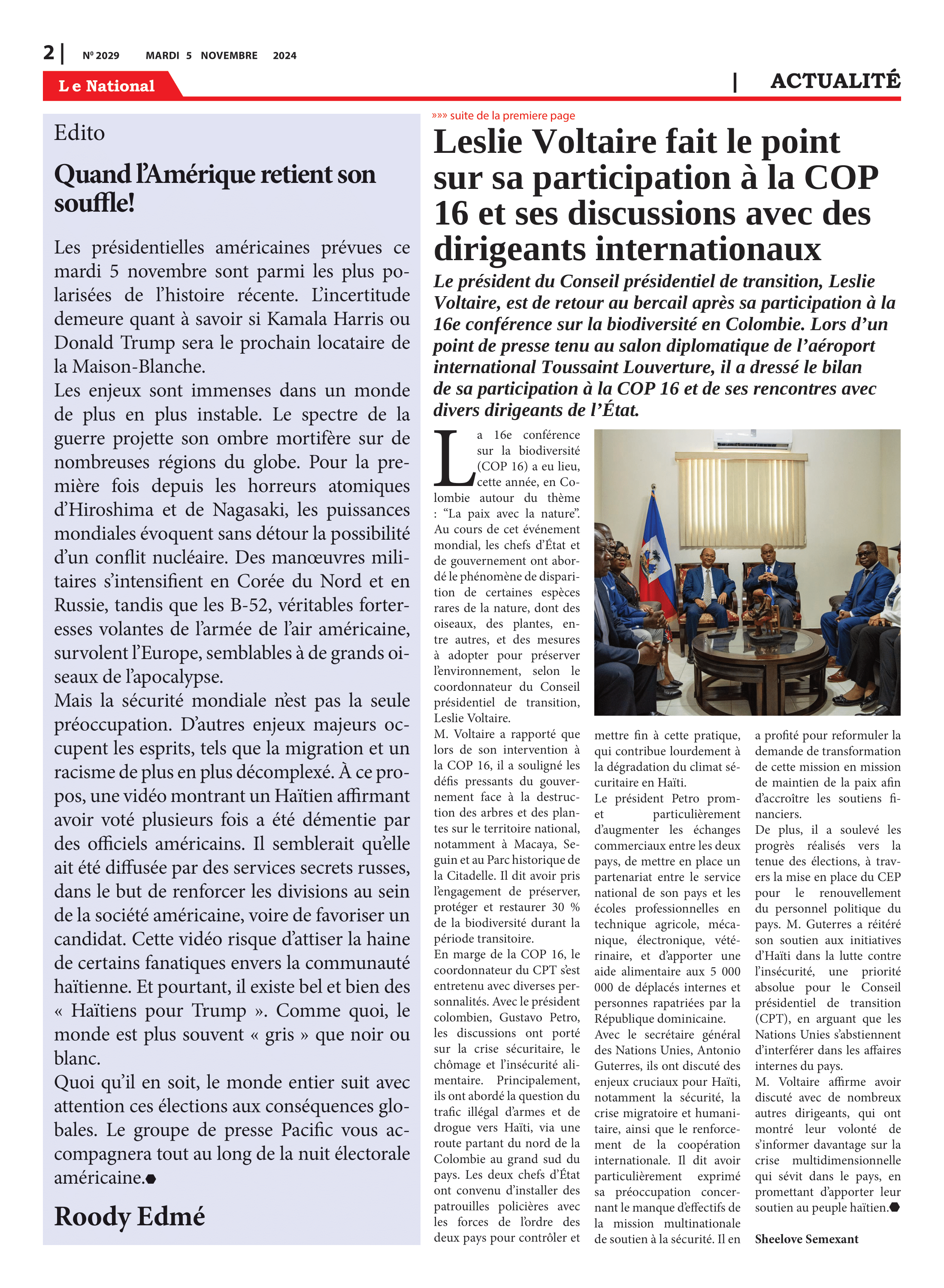 Page 2 de l'édition 2029