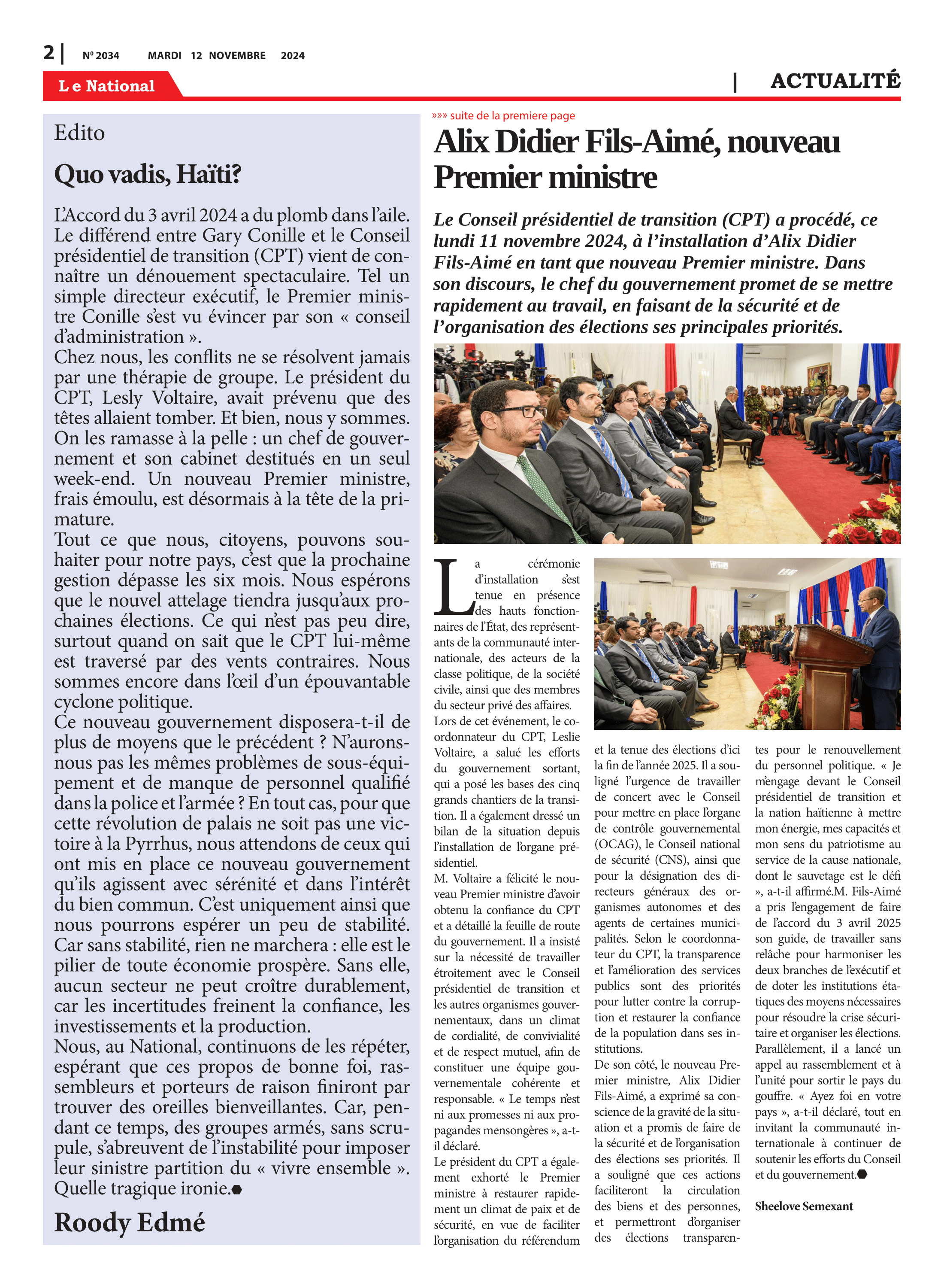 Page 2 de l'édition 2034