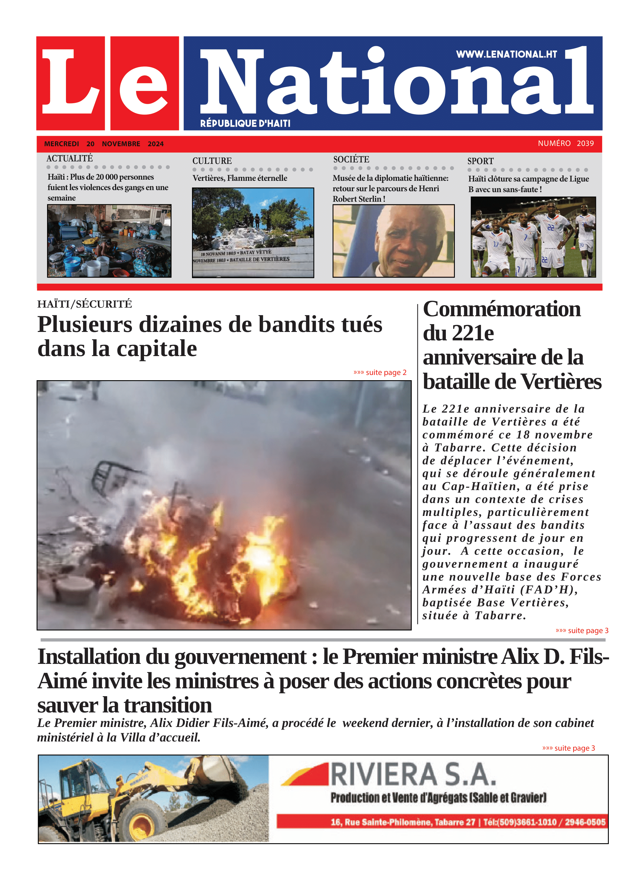 Page 1 de l'édition 2039