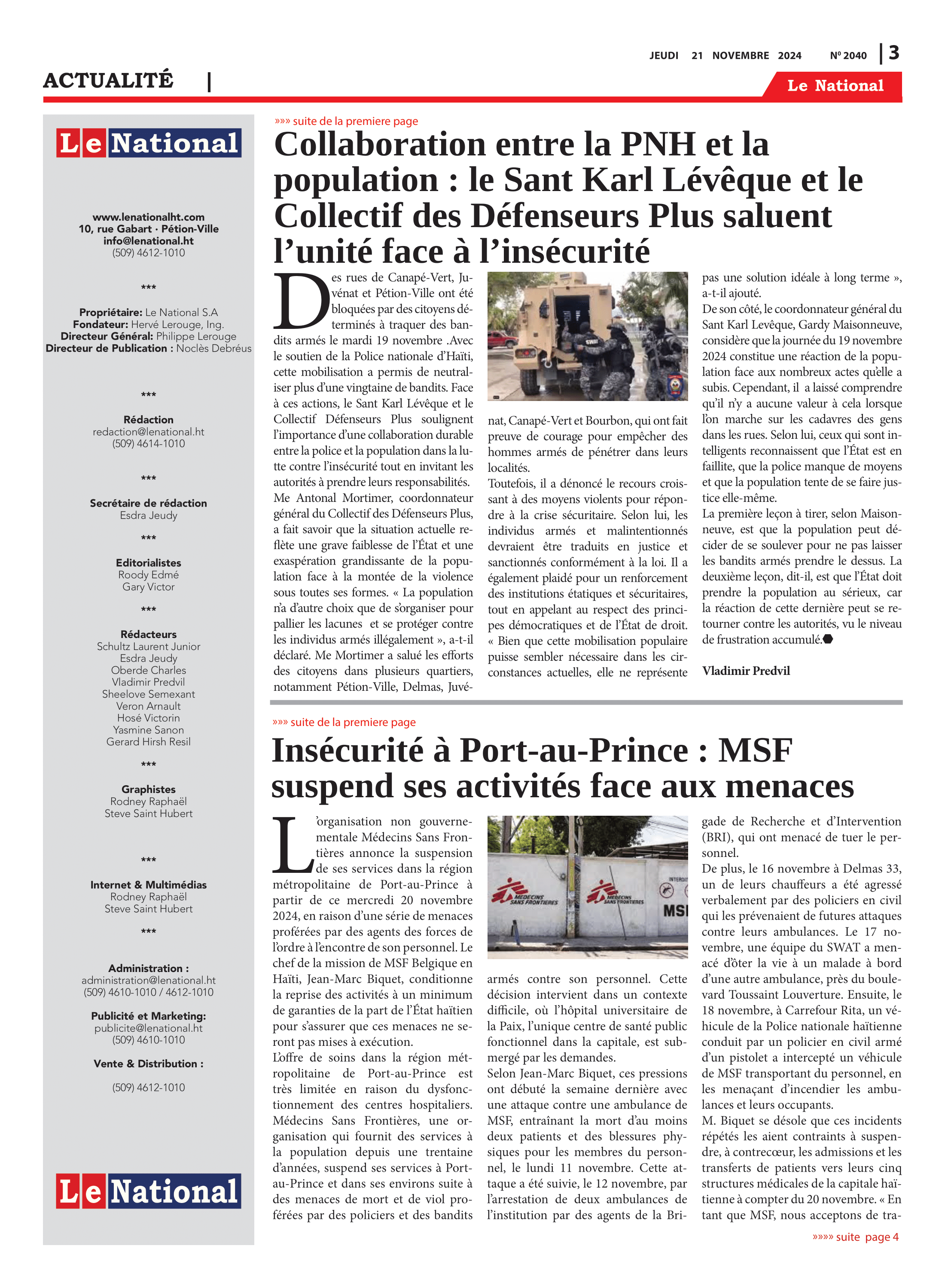 Page 3 de l'édition 2040
