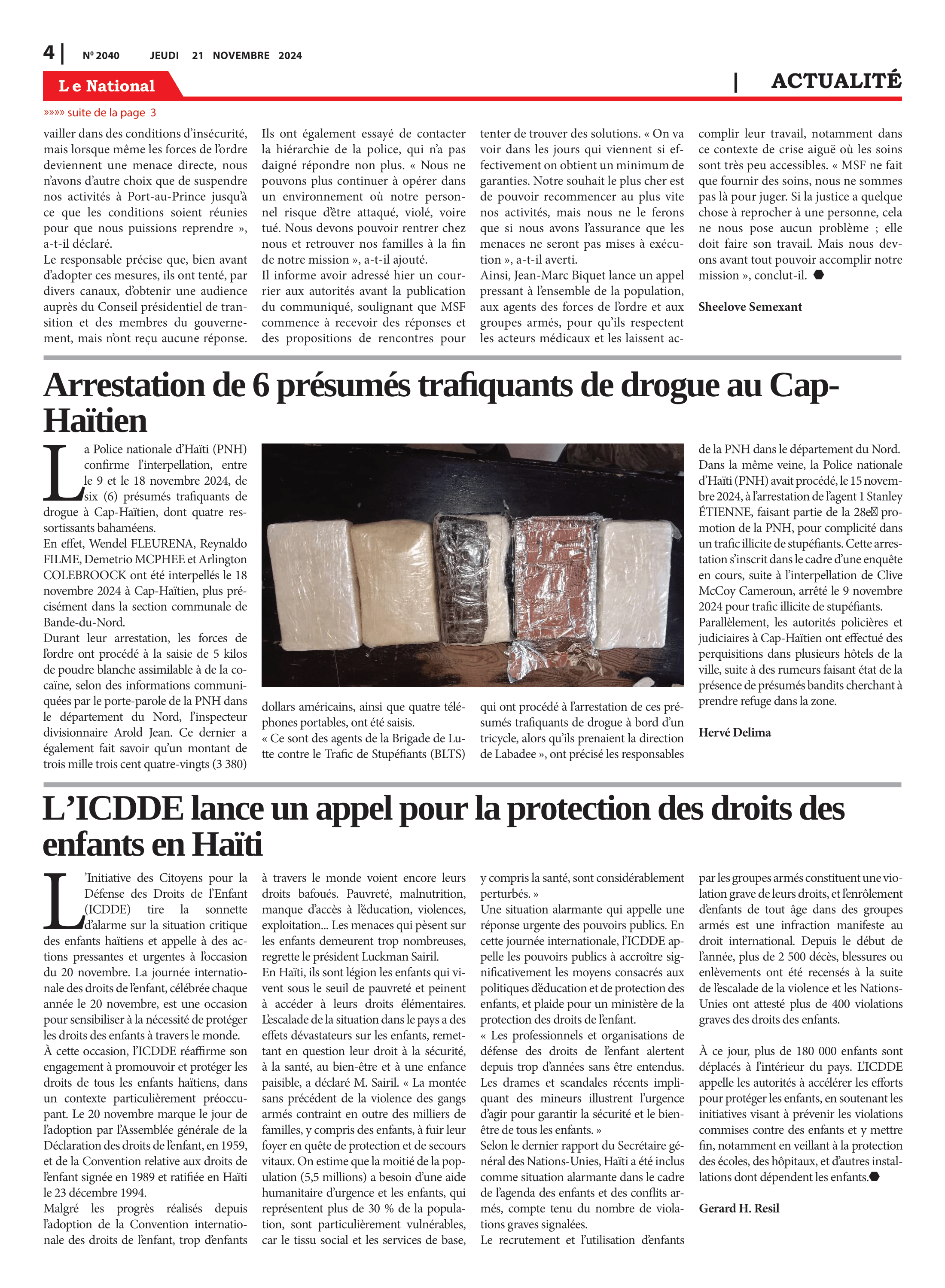 Page 4 de l'édition 2040