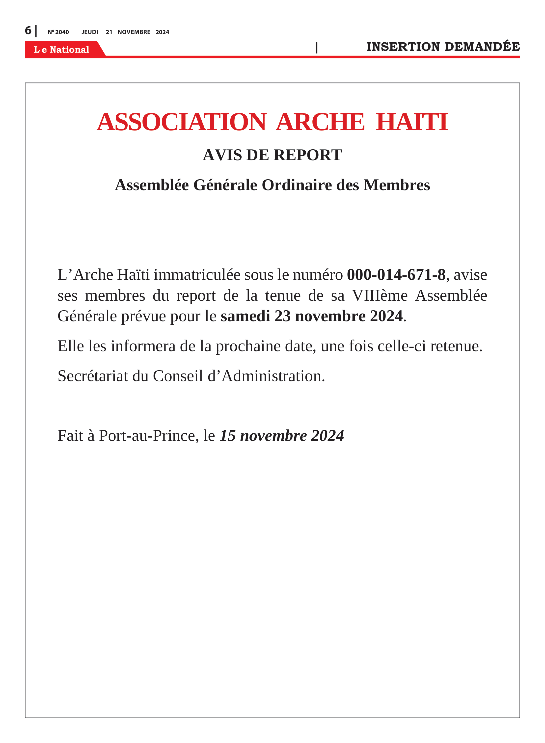 Page 6 de l'édition 2040