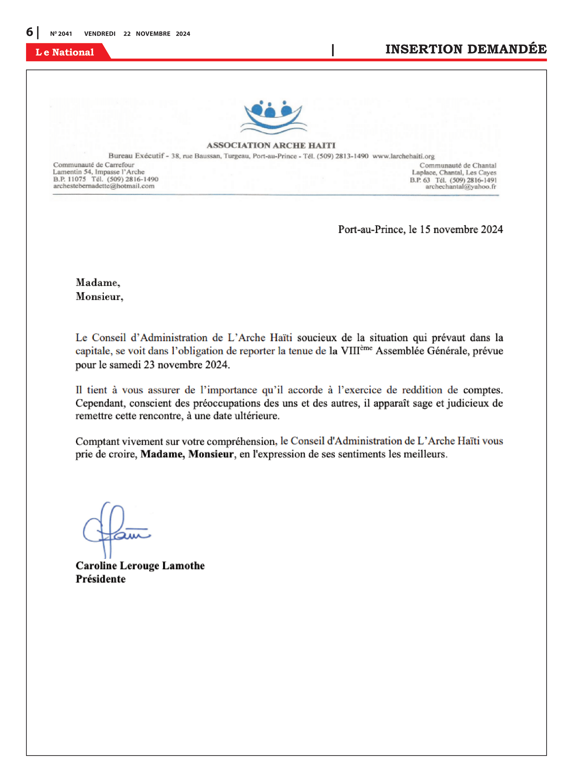 Page 6 de l'édition 2041