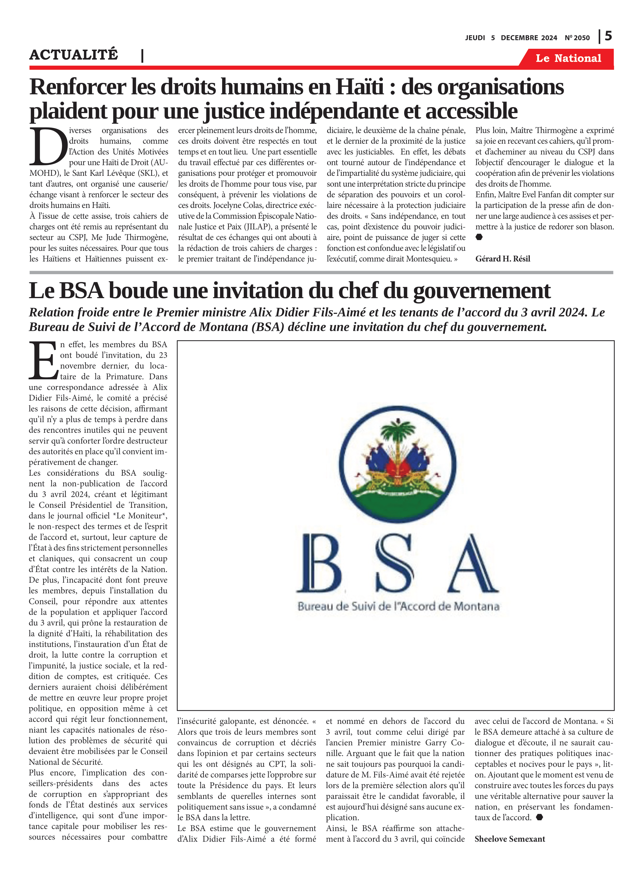 Page 5 de l'édition 2050