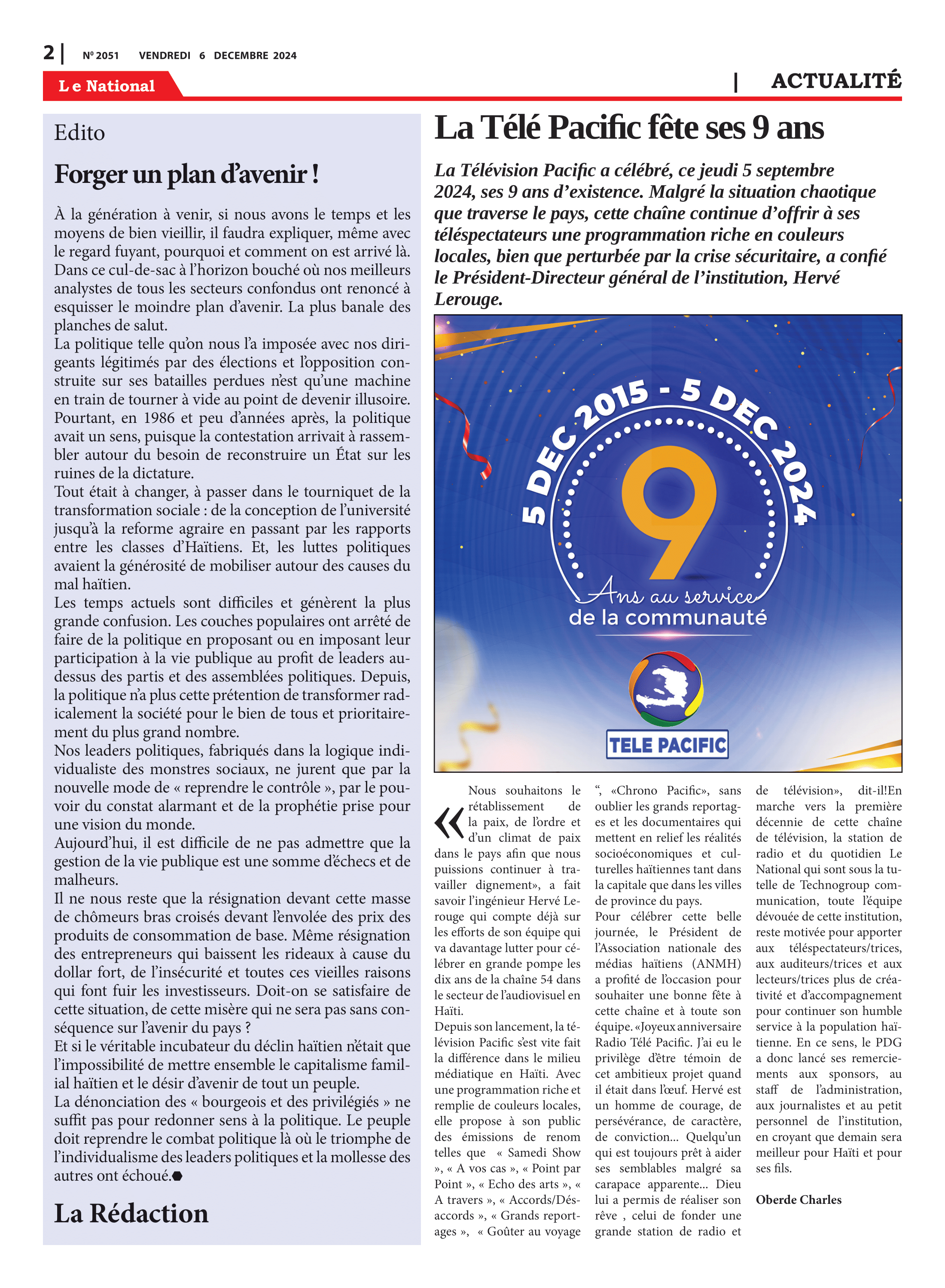 Page 2 de l'édition 2051