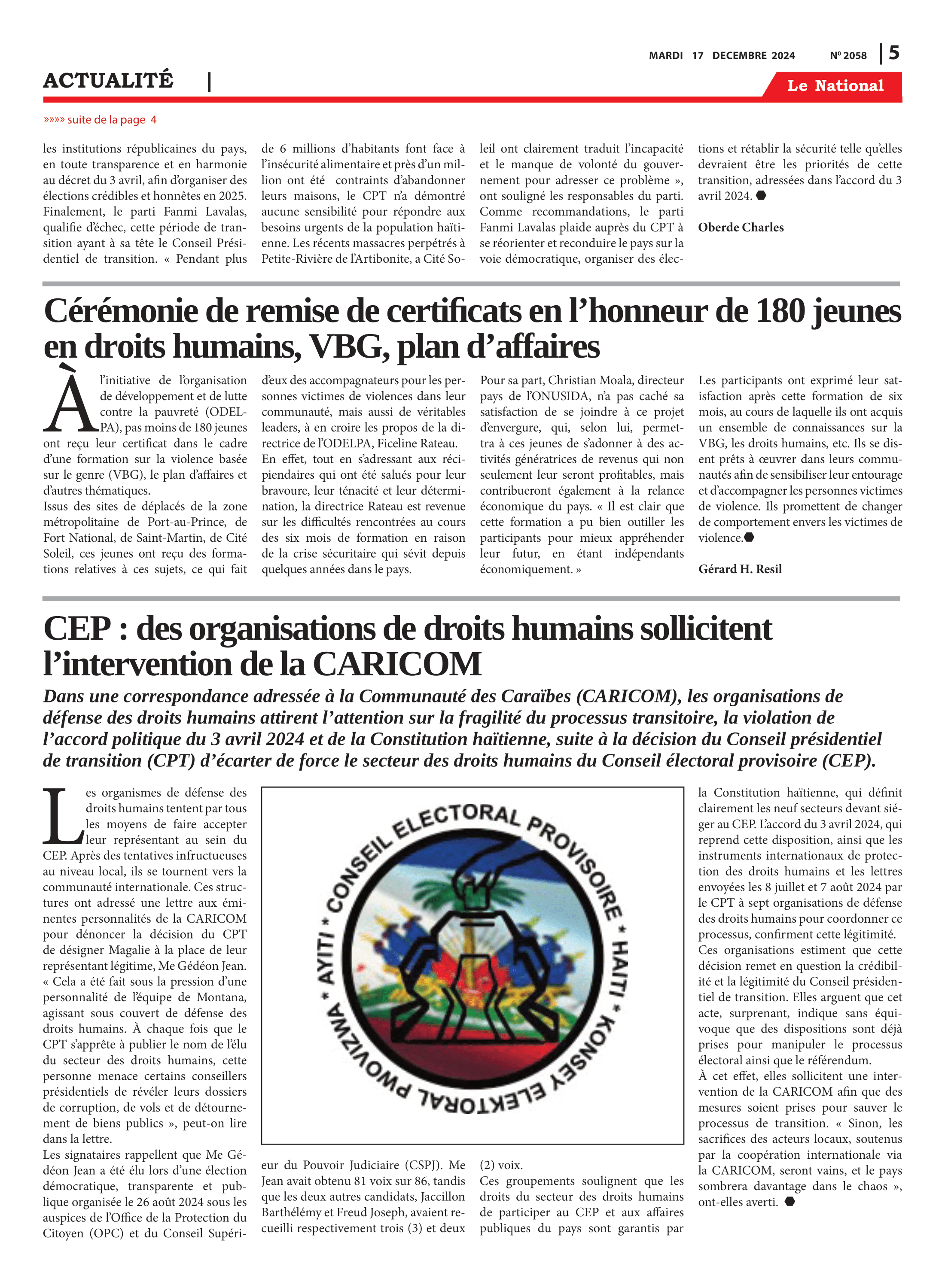 Page 5 de l'édition 2058